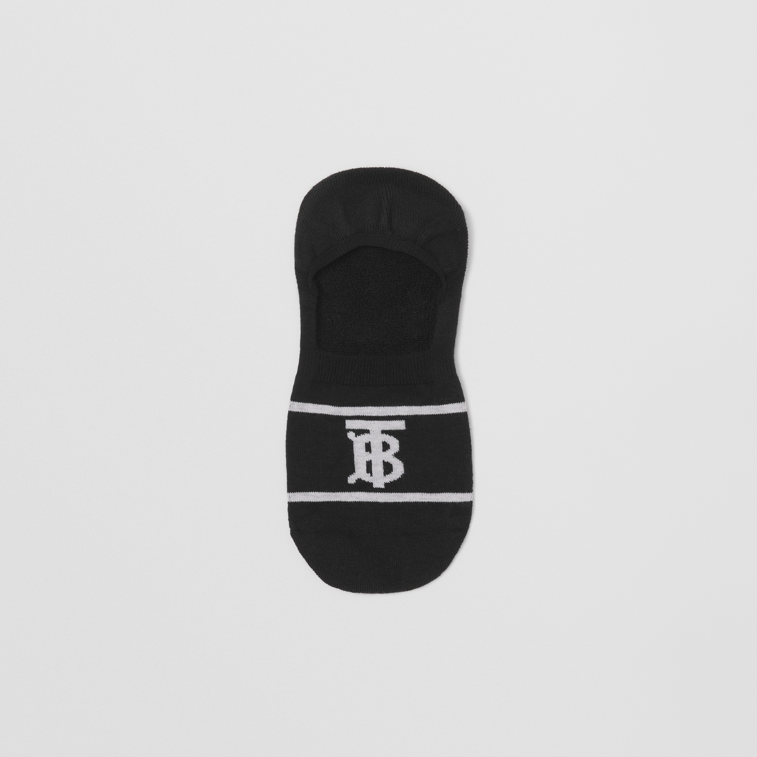 Monogram Intarsia Cotton Blend Sneaker Socks in Black | Burberry® Official - 4