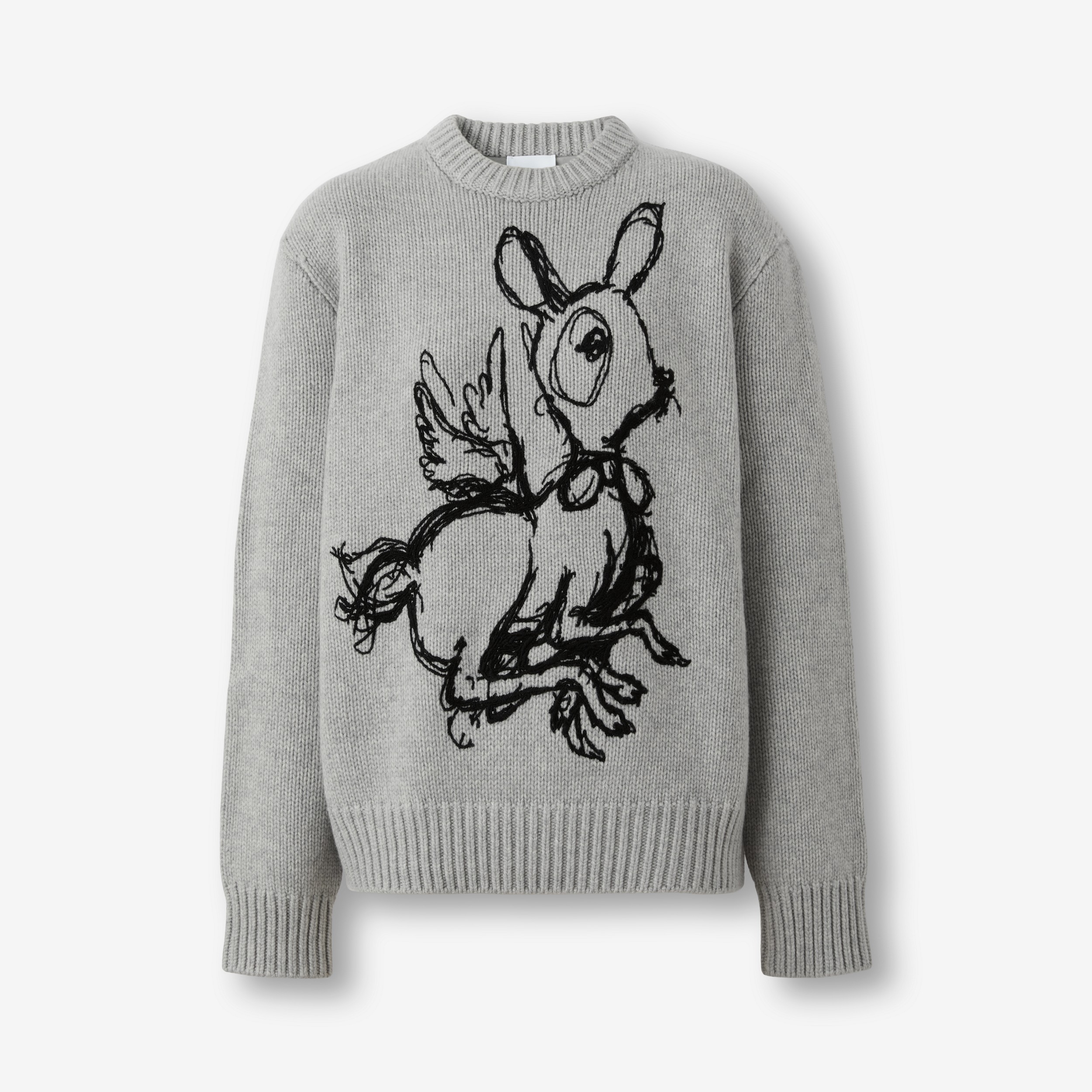 Jersey en lana y cachemir con motivo gráfico de ciervo (Mezcla  Peltre Claro) - Mujer | Burberry® oficial - 1