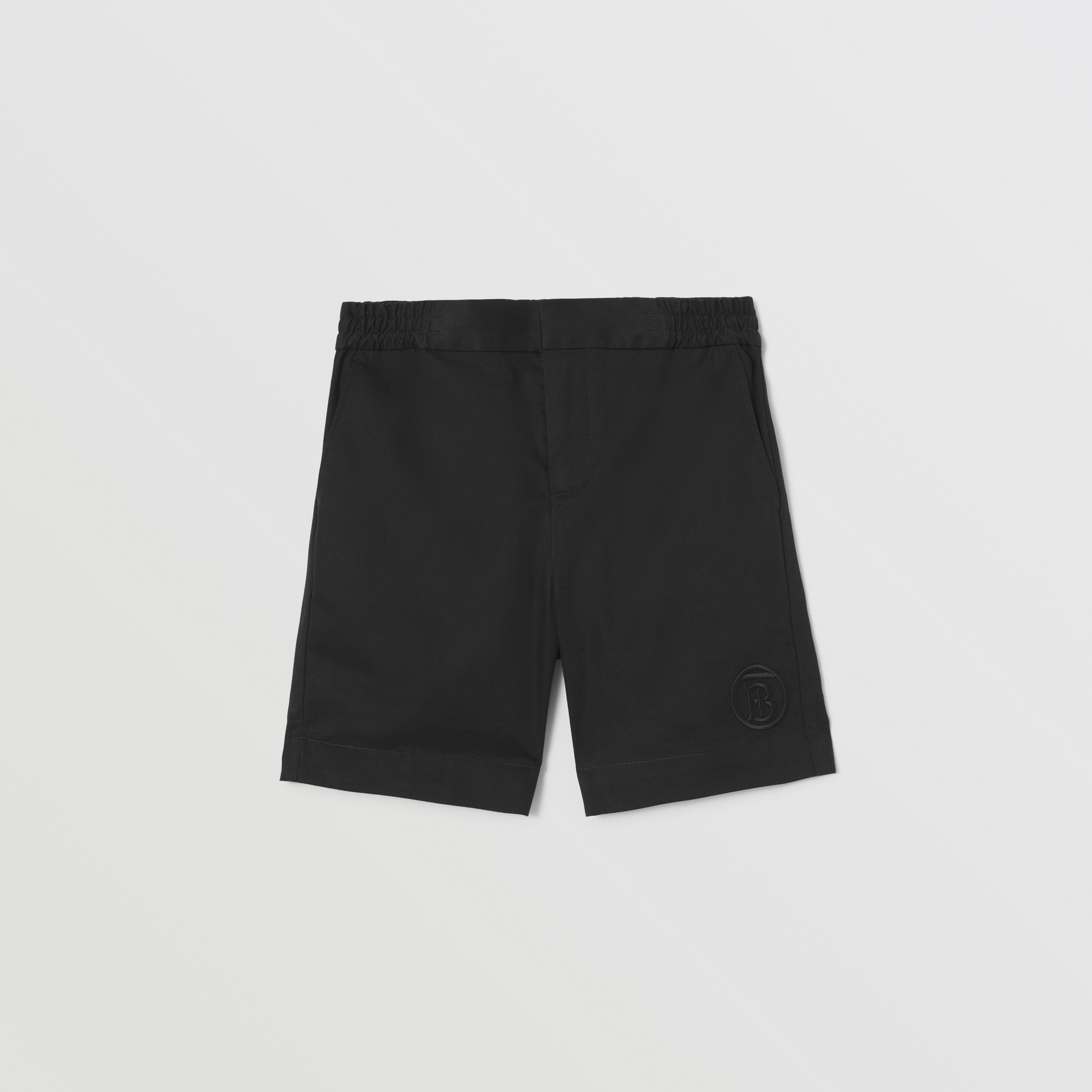 Monogram Motif Cotton Twill Chino Shorts in Black | Burberry® Official - 1