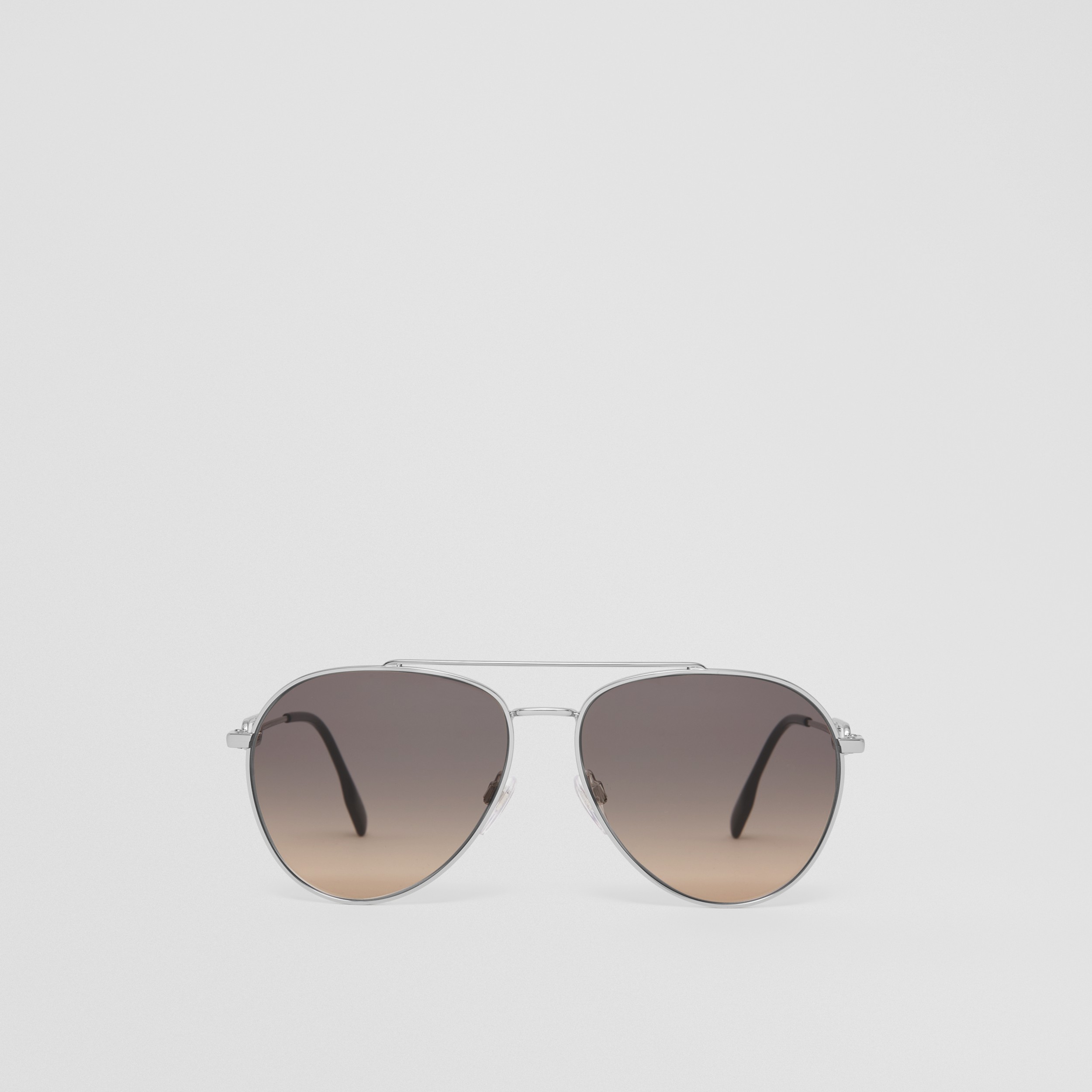 Monogram Motif Pilot Sunglasses in Silver - Women | Burberry® Official - 1