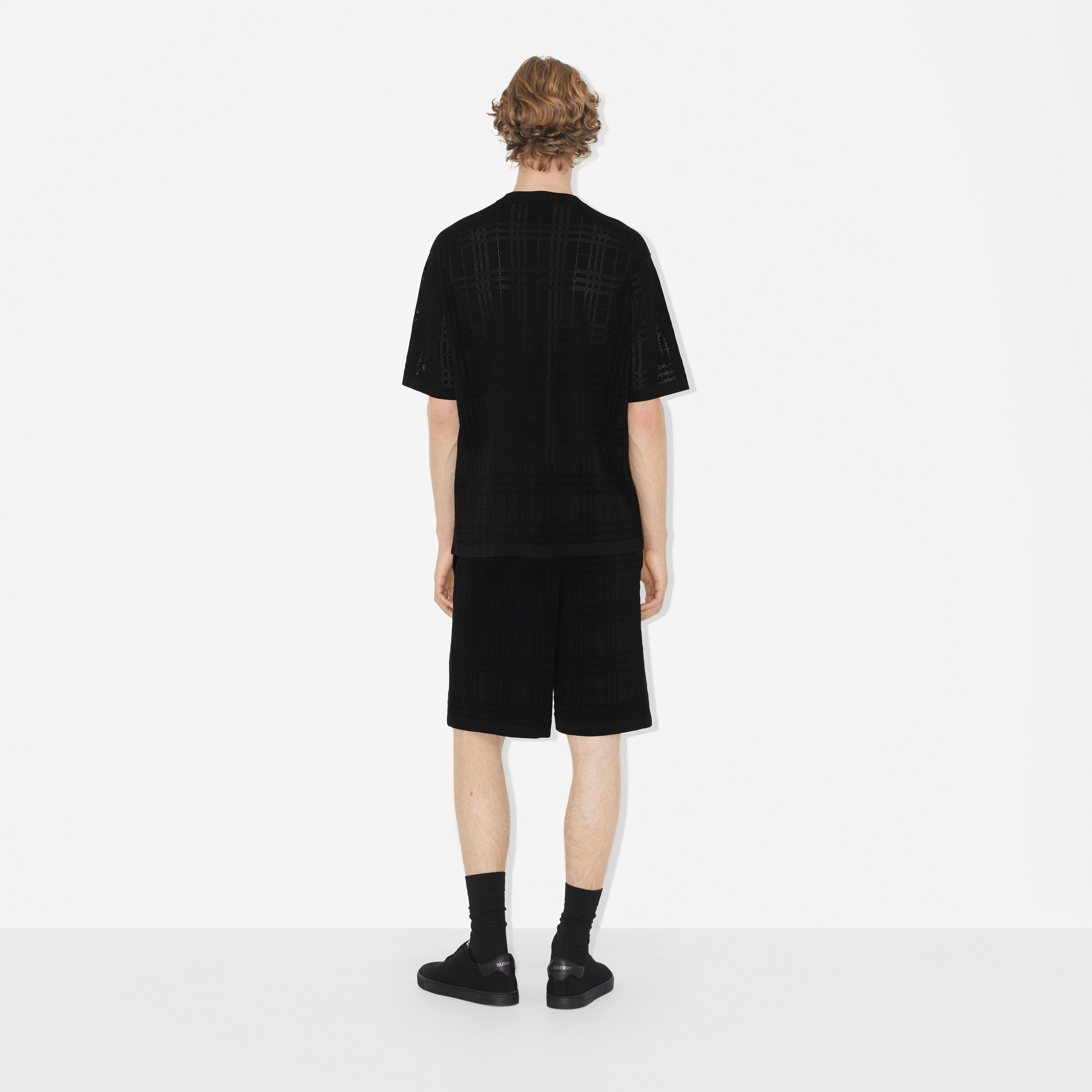 Check Technical Cotton Shorts in Black - Men | Burberry® Official - 4