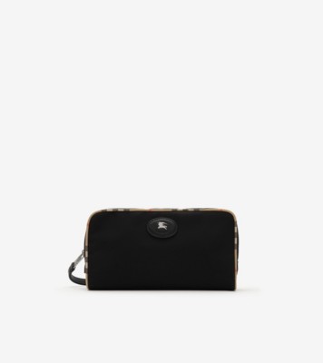 Medium Check Trim Travel Pouch in Black - Men, Technical