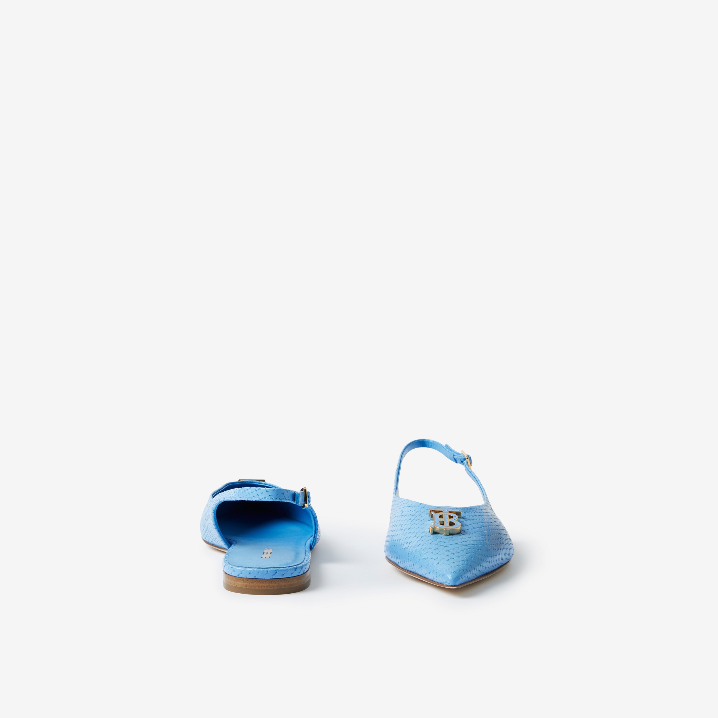Sapatilhas de bico fino de couro com monograma (Azul Centáurea Discreto) - Mulheres | Burberry® oficial - 4
