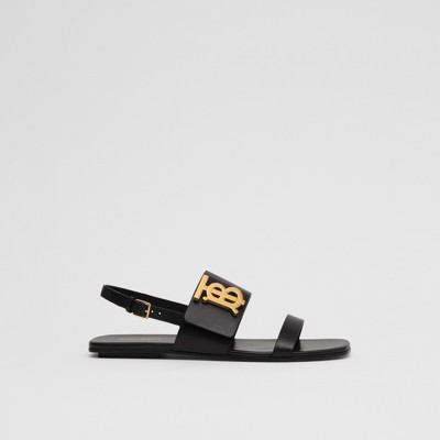 monogram motif leather sandals