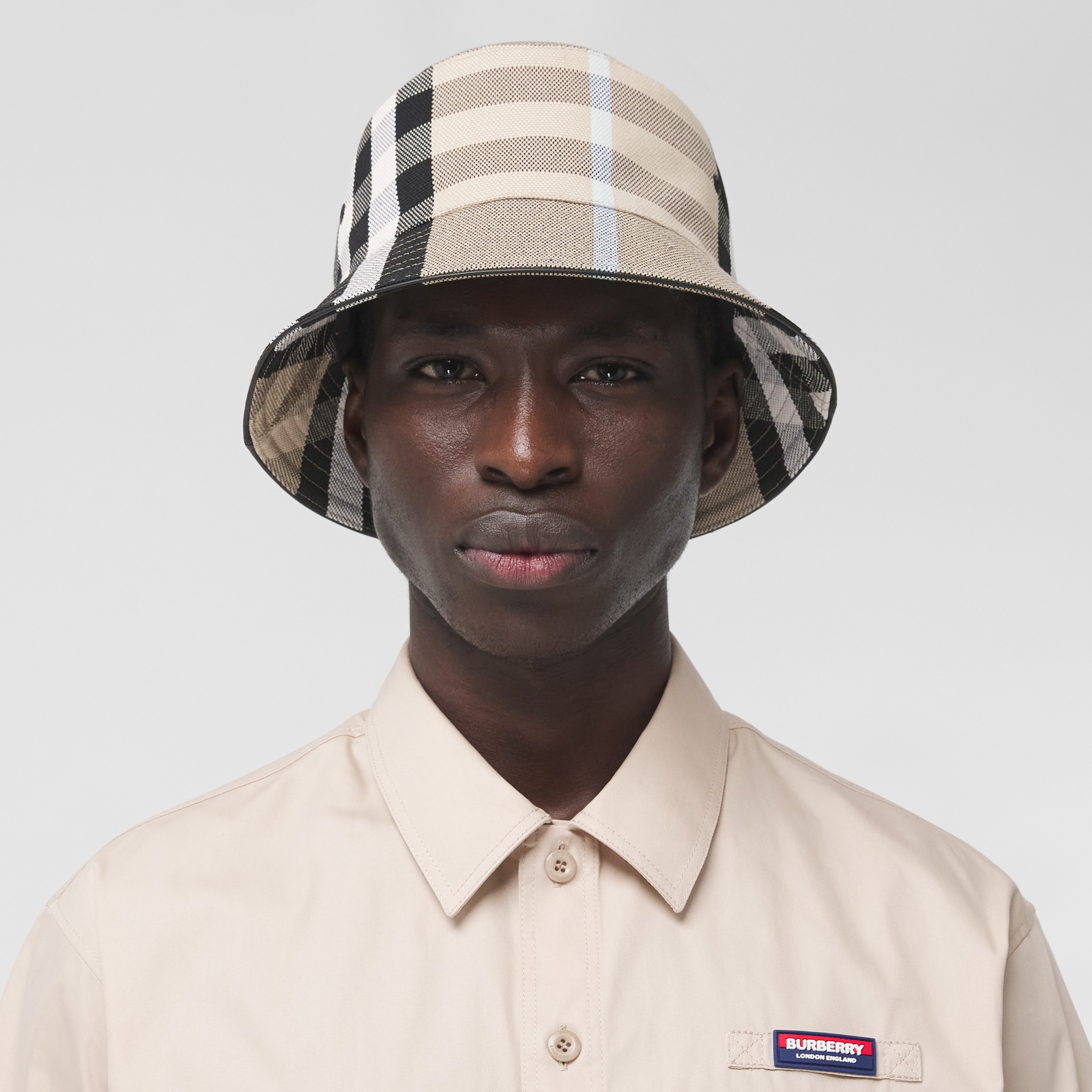 Check Cotton Jacquard Bucket Hat in Dusty Sand | Burberry United States