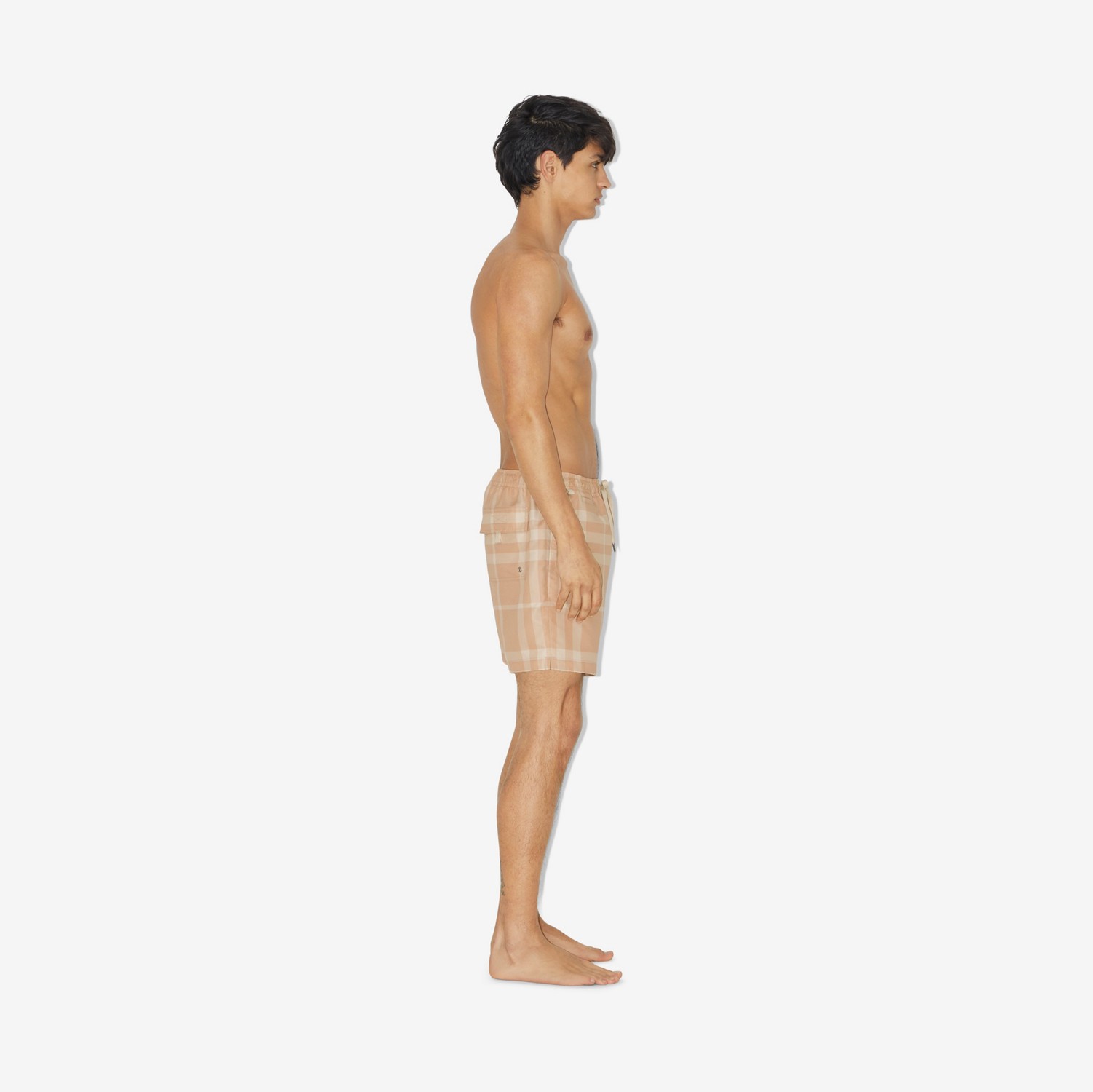Bañador en tejido Check con cordón ajustable (Rosa Beige Suave) - Hombre | Burberry® oficial