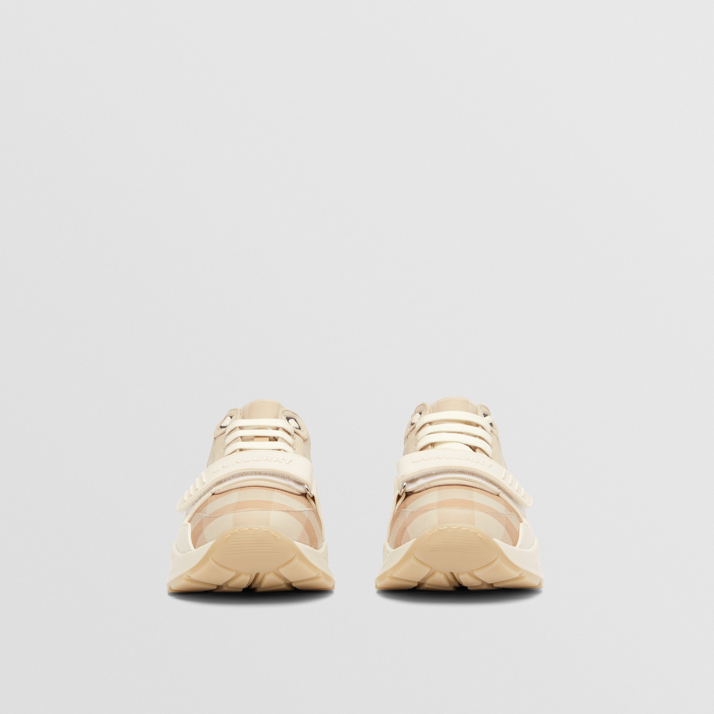 Check Cotton Sneakers in Soft Fawn - Women | Burberry® Official - 4