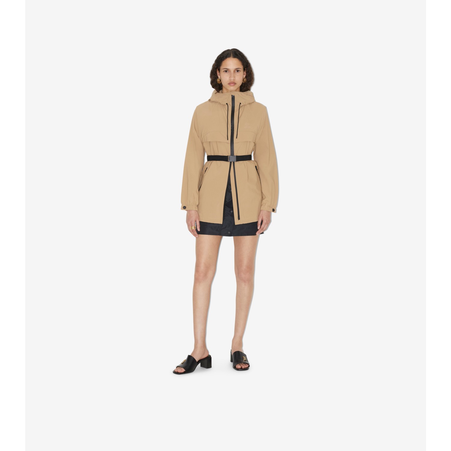 EKD Print Belted Short Parka in Archive Beige - Women | Burberry