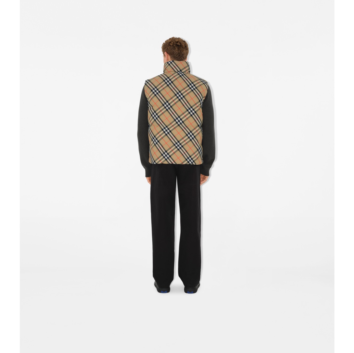 Reversible Check Nylon Padded Gilet