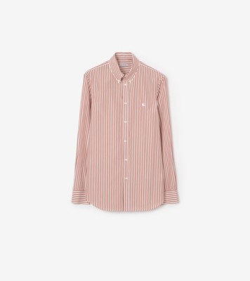 Slim Fit Striped Cotton Shirt in Cloudy white/terracotta - Men | Burberry® Official