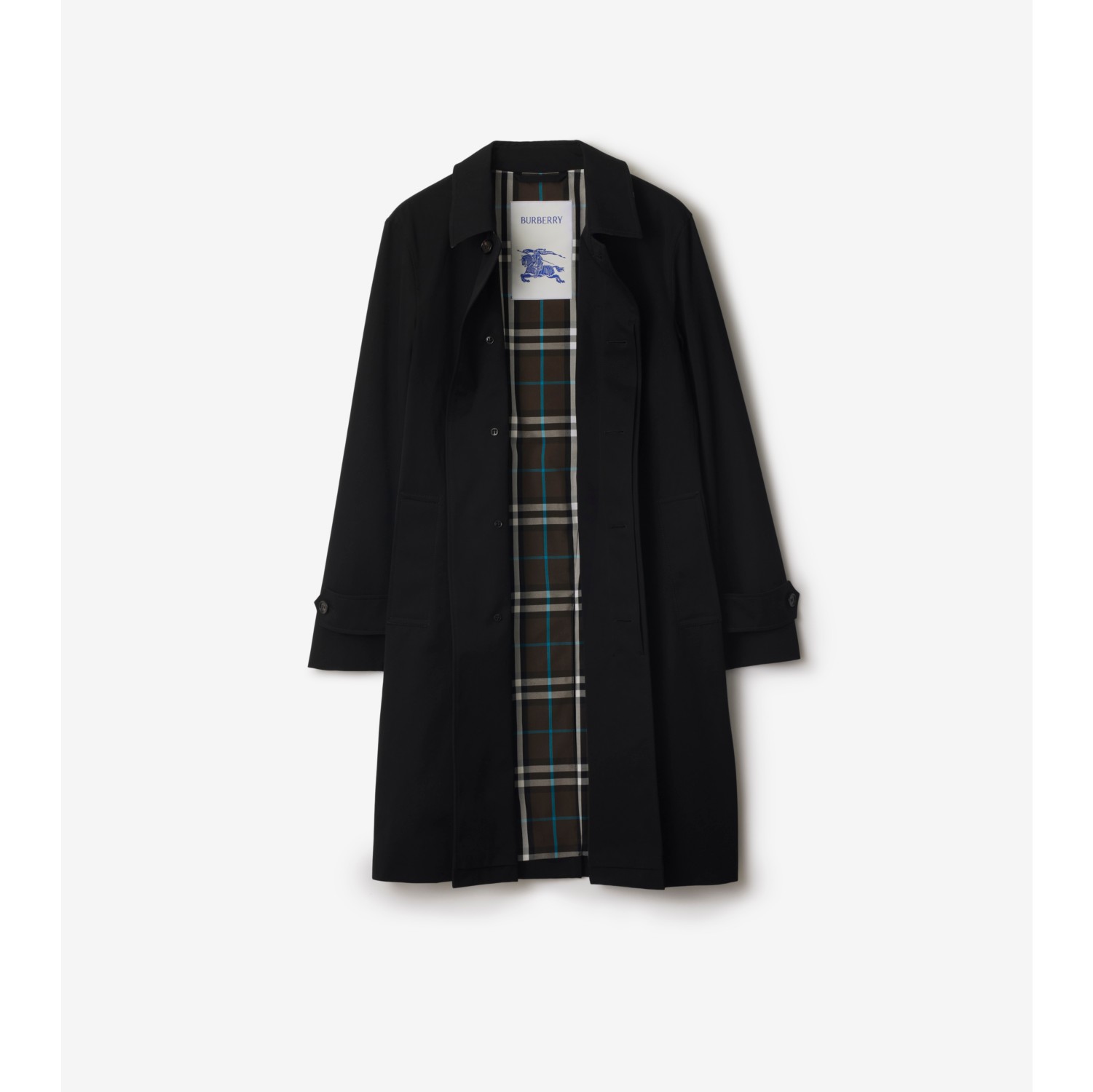 Long Gabardine Car Coat in Black Men Cotton Burberry Official