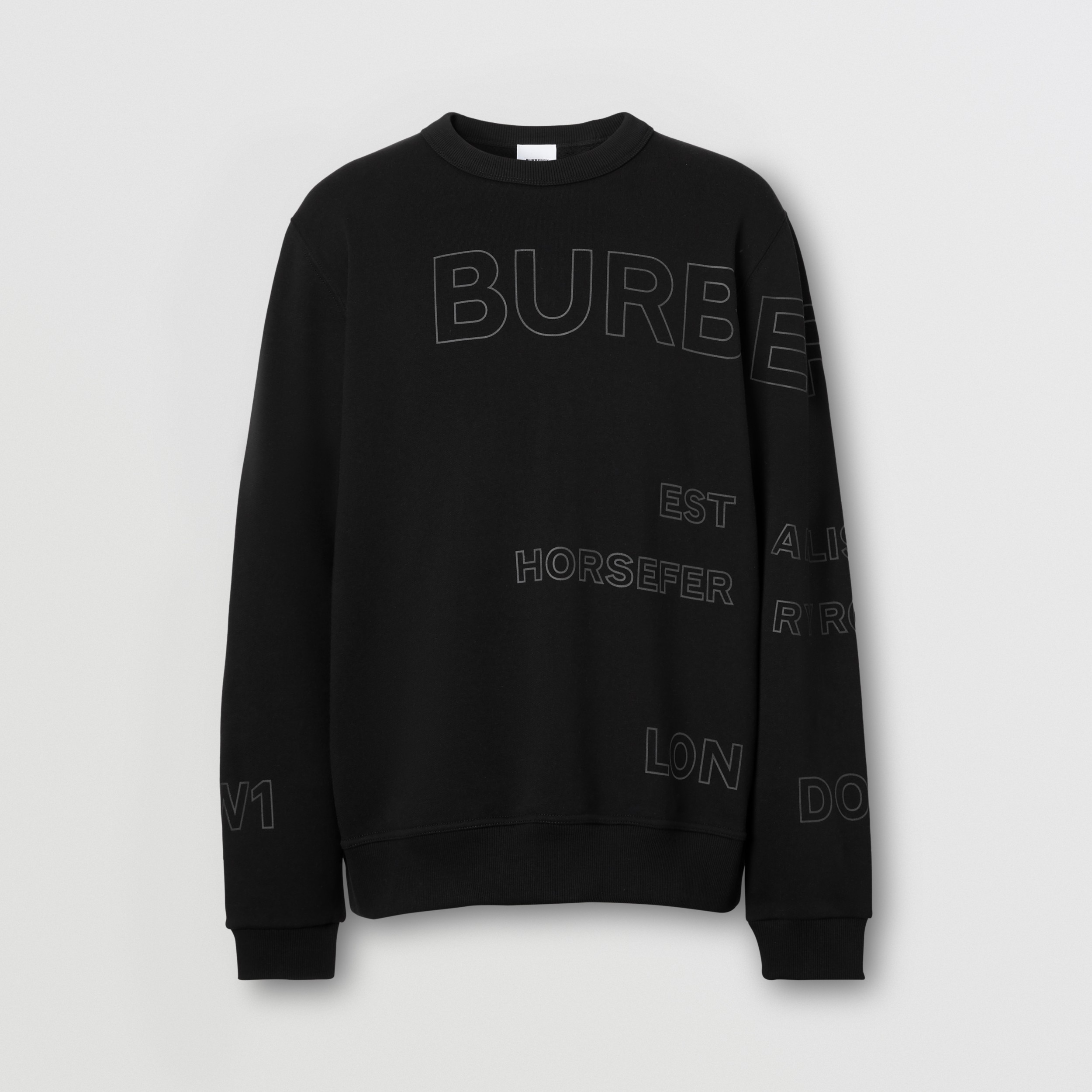 Horseferry Print Cotton Sweatshirt in Black - Men | Burberry United States