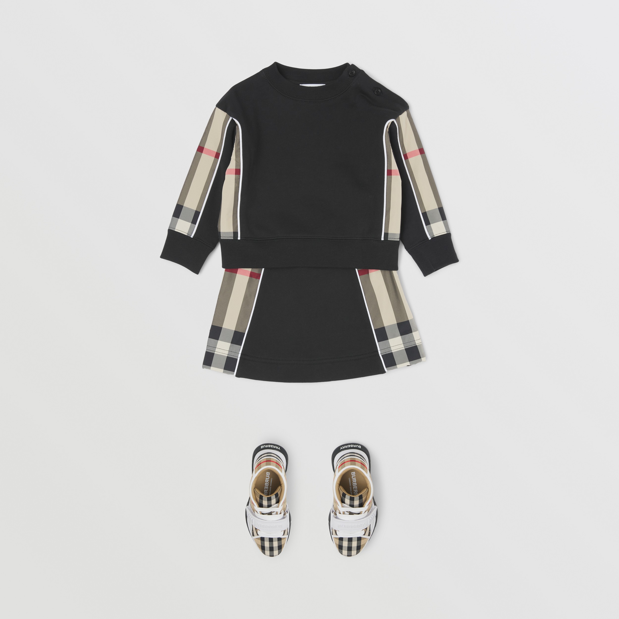 Check Panel Cotton Skirt in Black - Children | Burberry® Official - 3