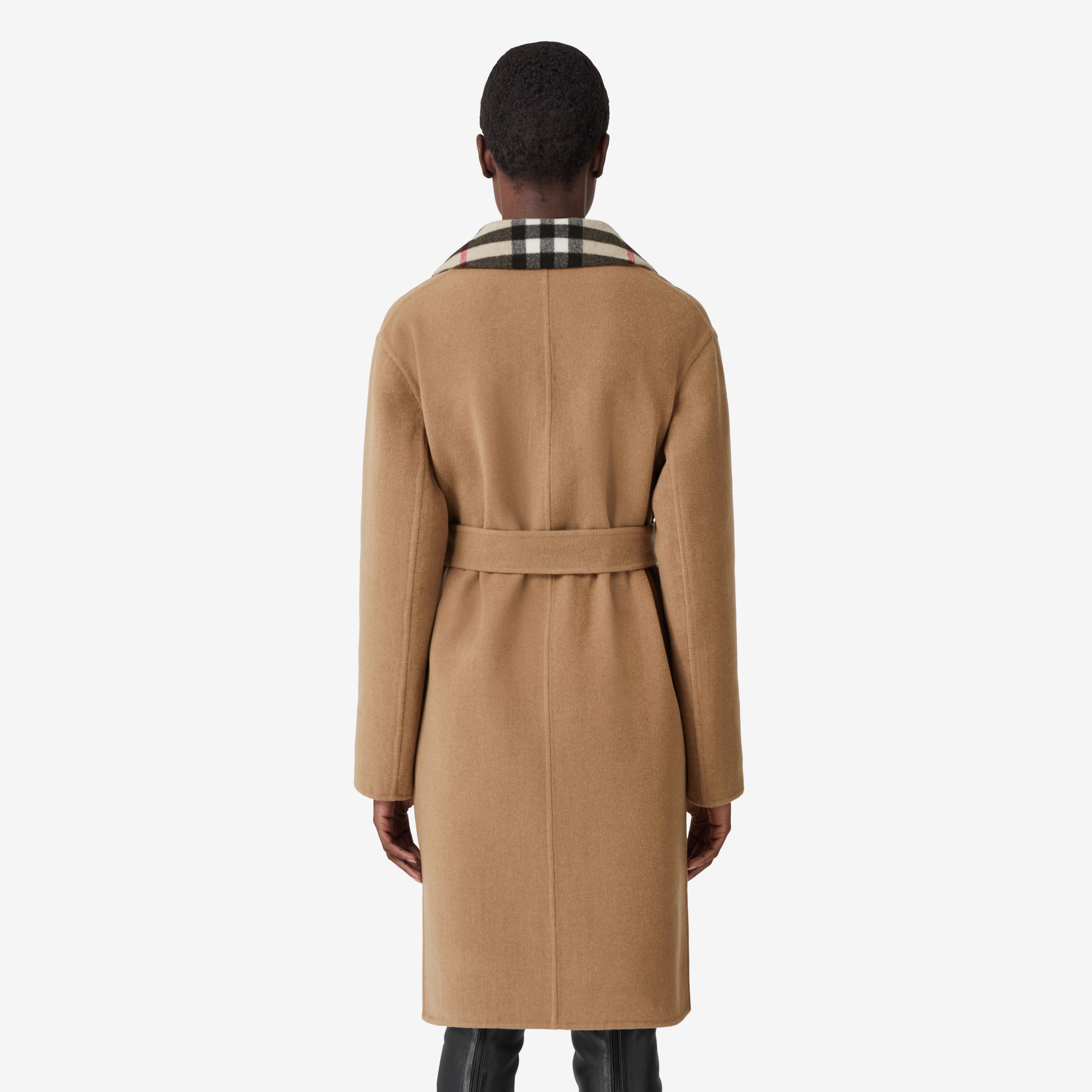 Reversible Check Wool Coat in Archive Beige - Women | Burberry® Official - 3