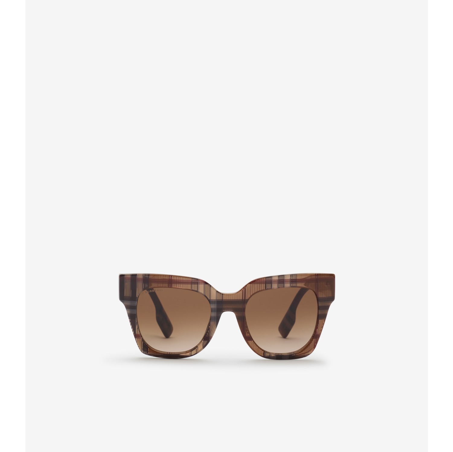 Gafas de sol con montura cuadrada a cuadros Marron abedul Mujer Burberry oficial