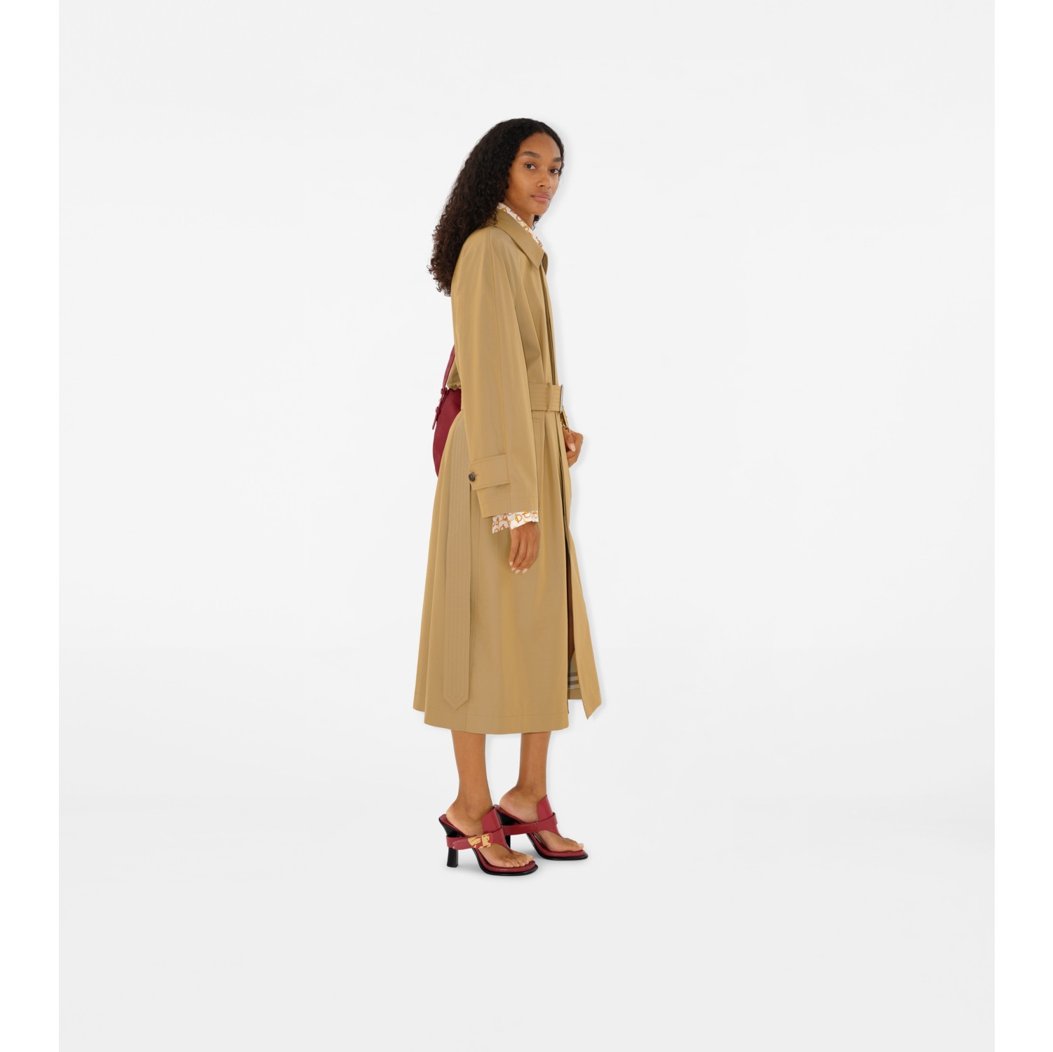 Long Gabardine Car Coat in Spelt - Women | Burberry® Official