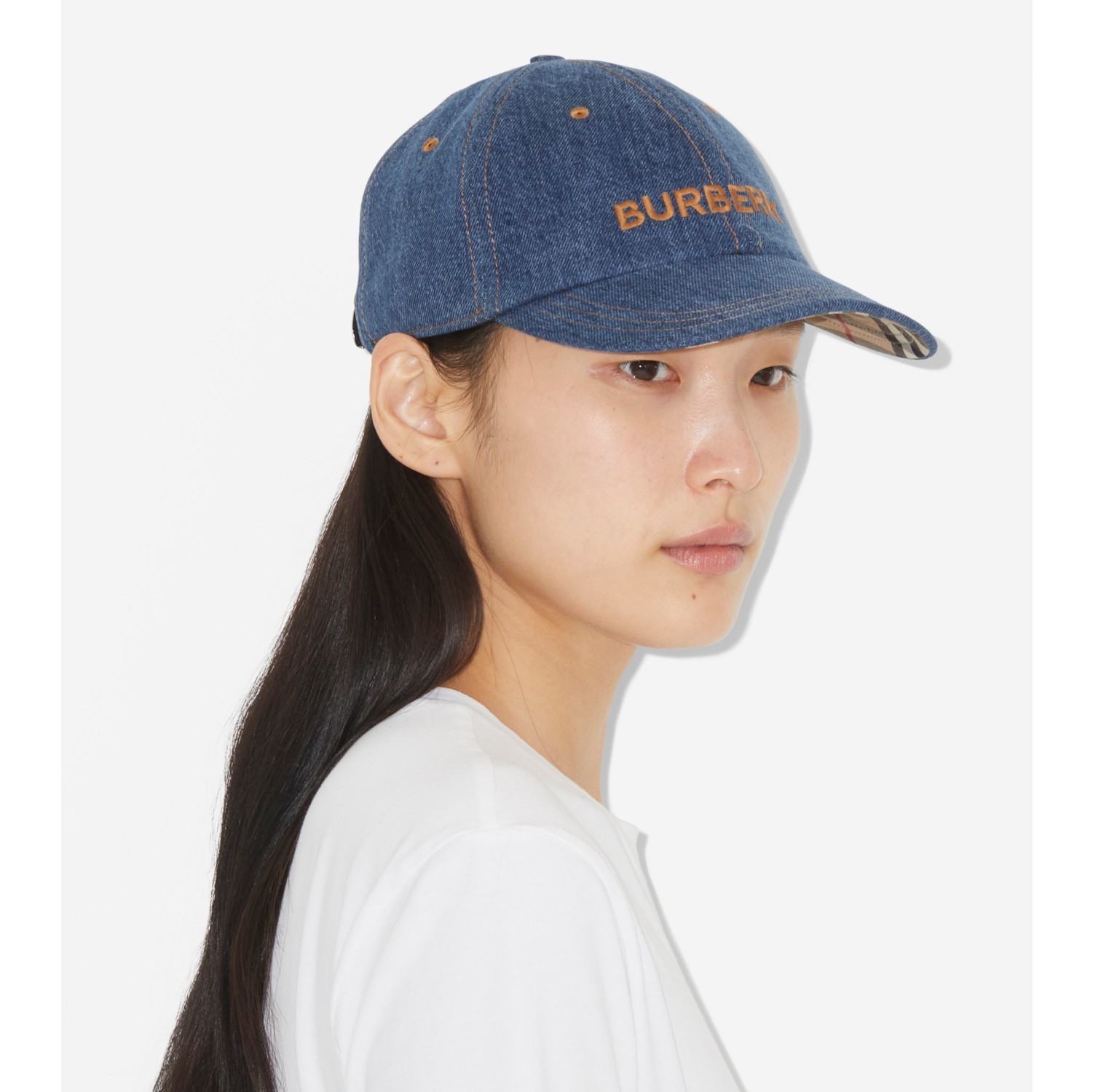 Washed Baseball indigo Cap in Denim | Logo Official Burberry® Embroidered