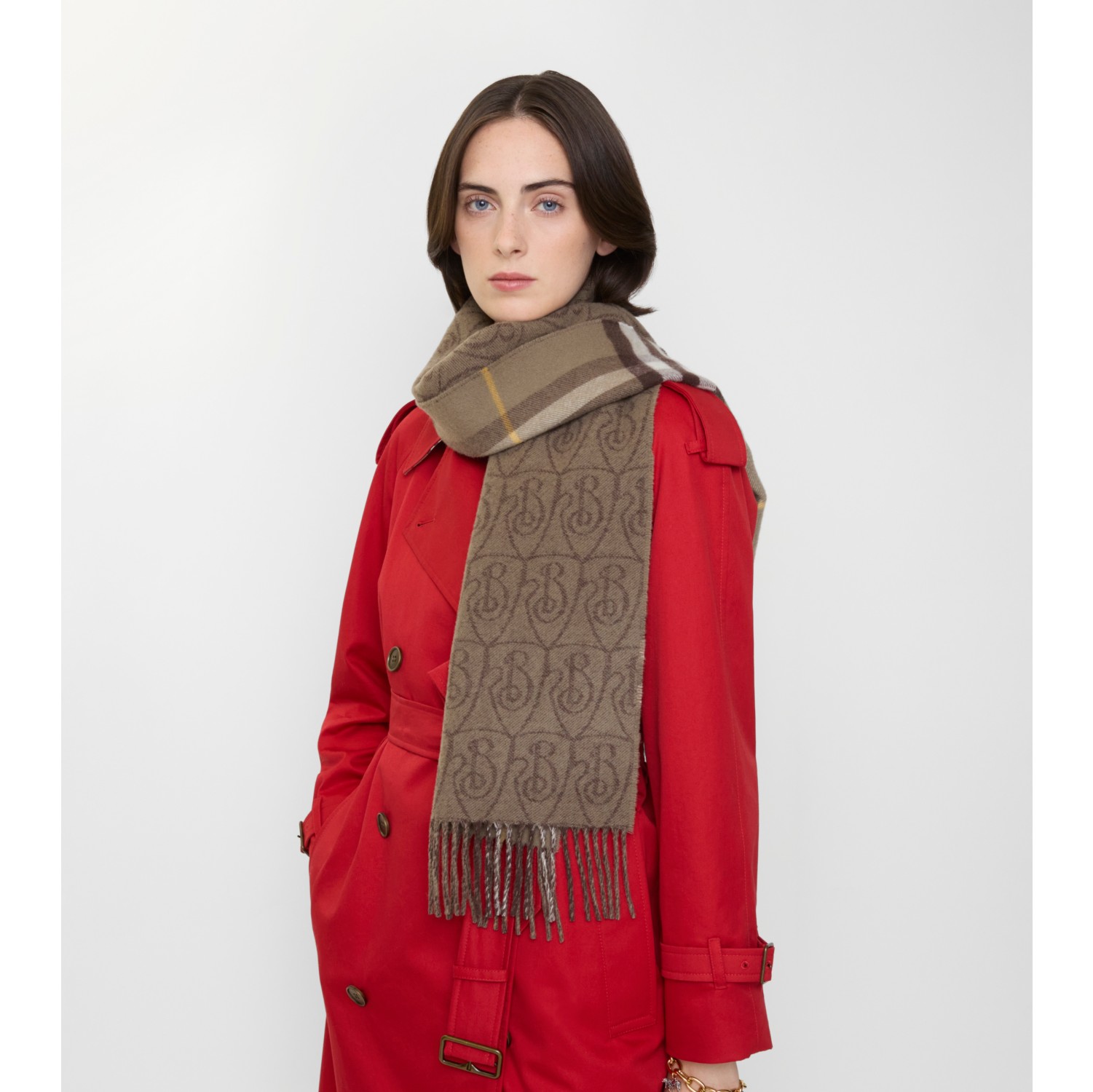Reversible B Shield Cashmere Scarf