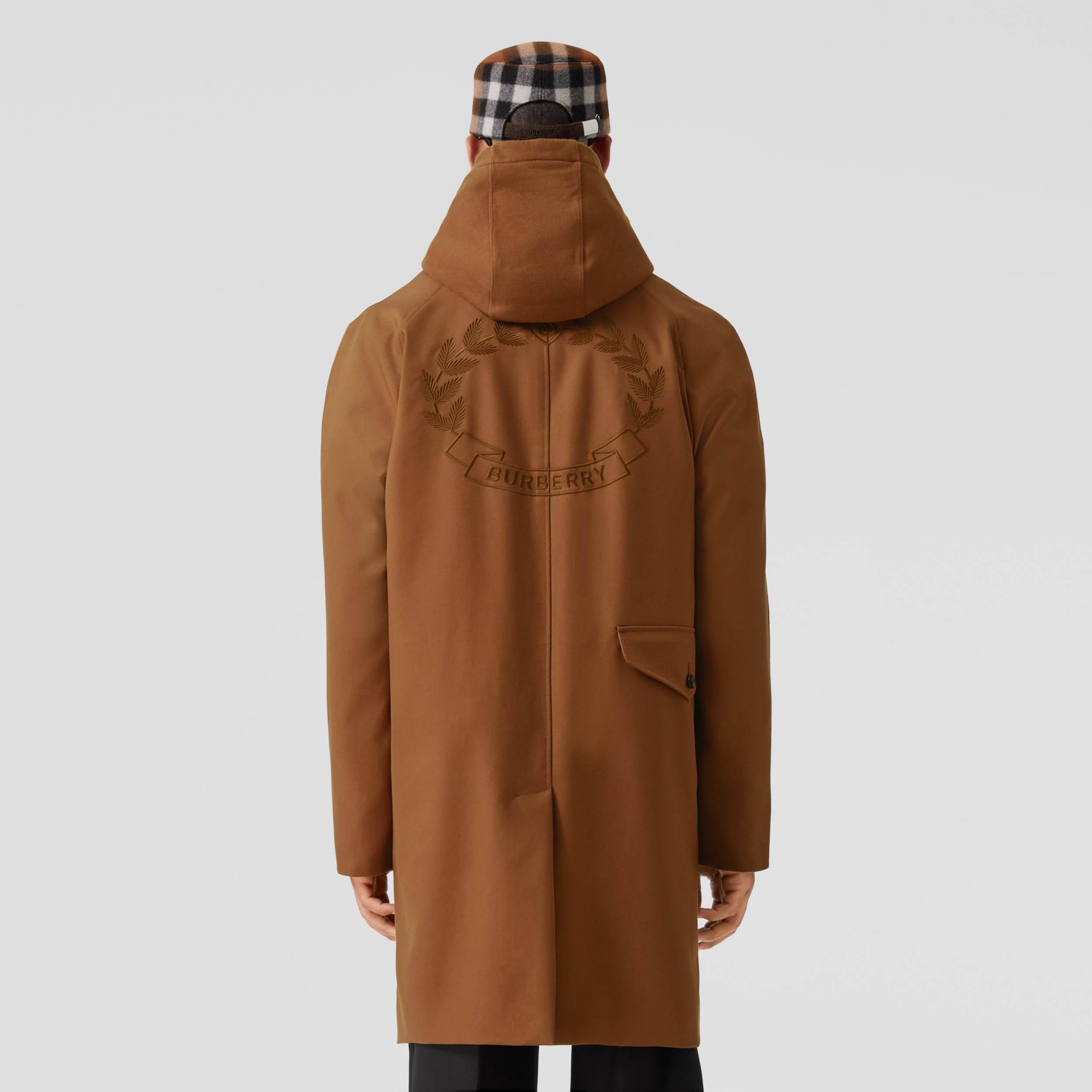 Embroidered Oak Leaf Crest Cotton Gabardine Car Coat in Dark Birch Brown - Men | Burberry® Official - 3