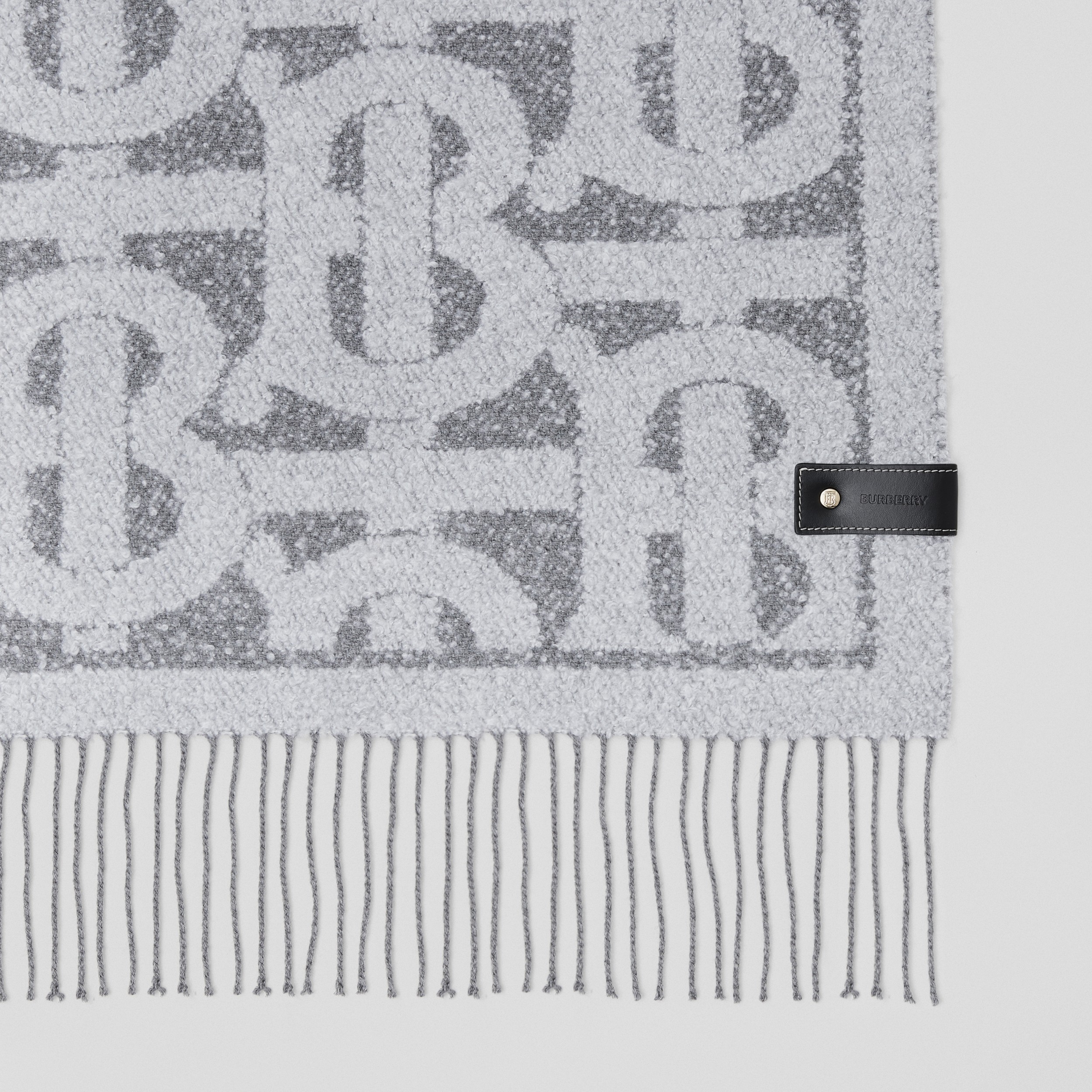 Monogram Cashmere Silk Bouclé Scarf in Grey | Burberry® Official - 2