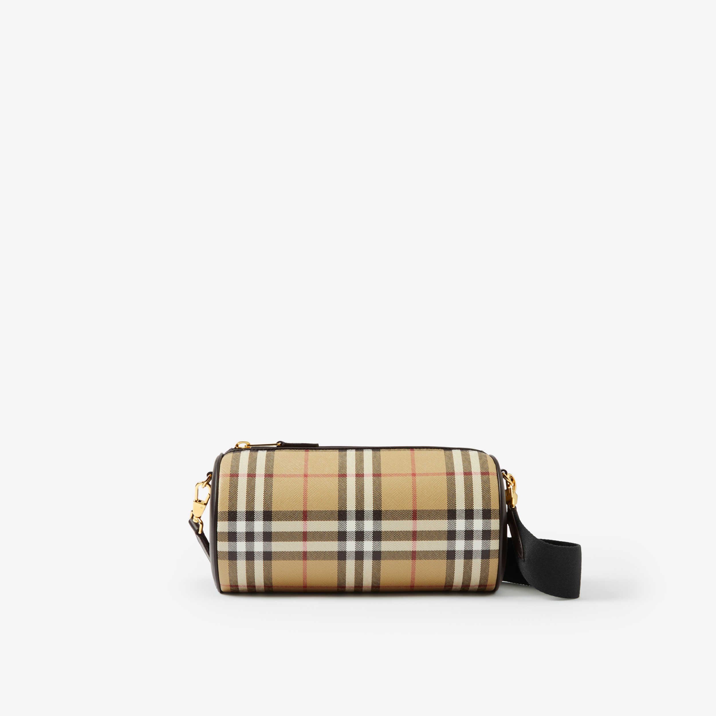 Bolso cilíndrico a cuadros Vintage Checks (Beige Vintage/negro) - Mujer |  Burberry® oficial