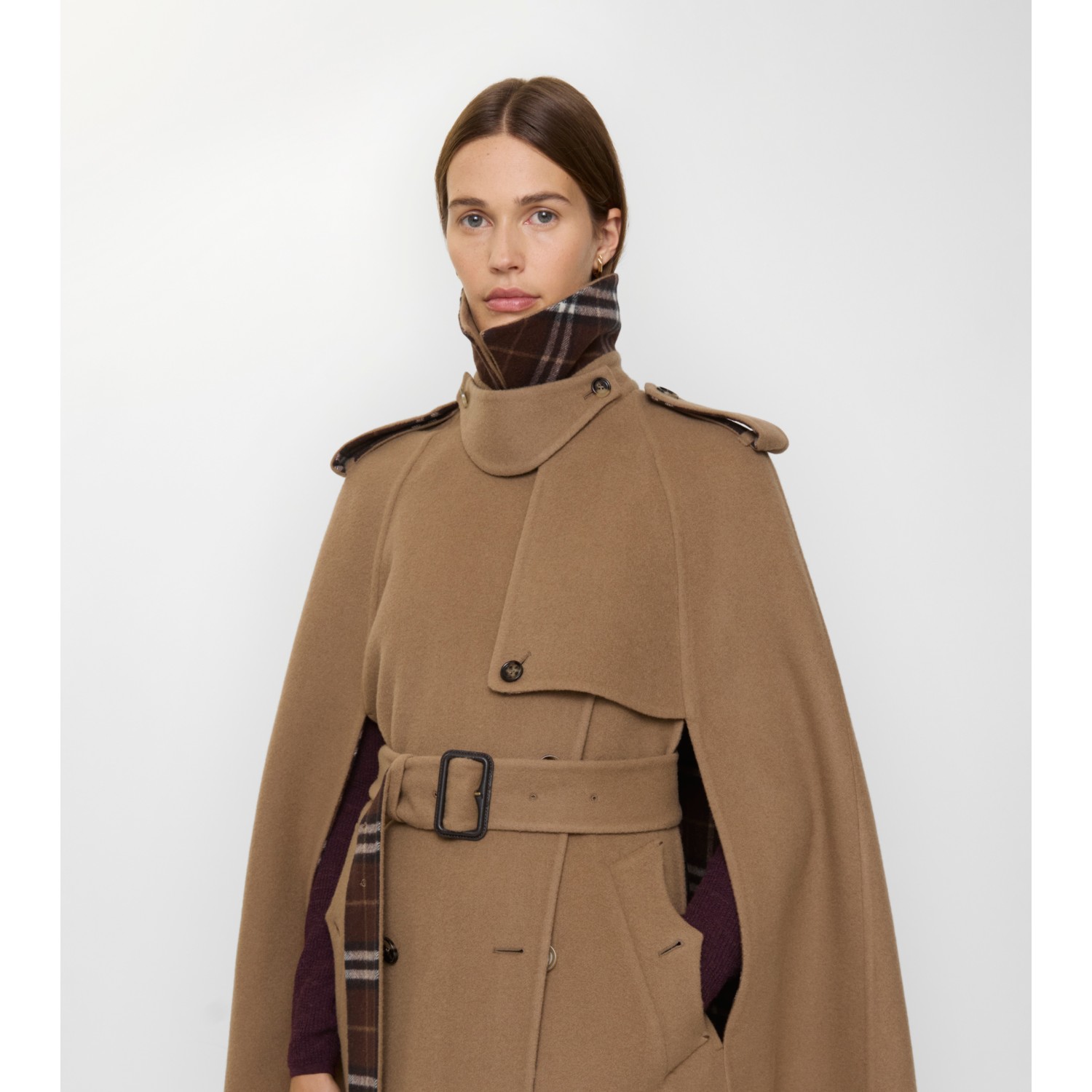 Wool Belmont Trench Cape - thumbnail 3