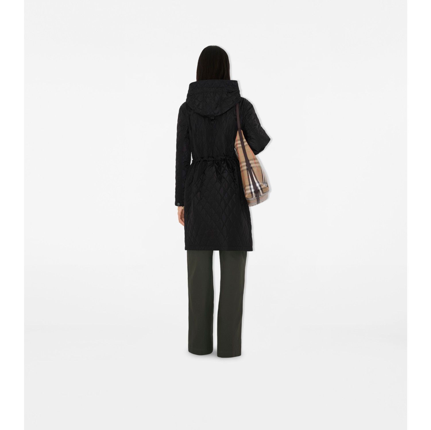 Quilted Nylon Hooded Coat