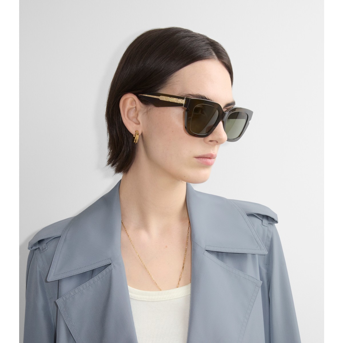  Check Inlaid Square Sunglasses