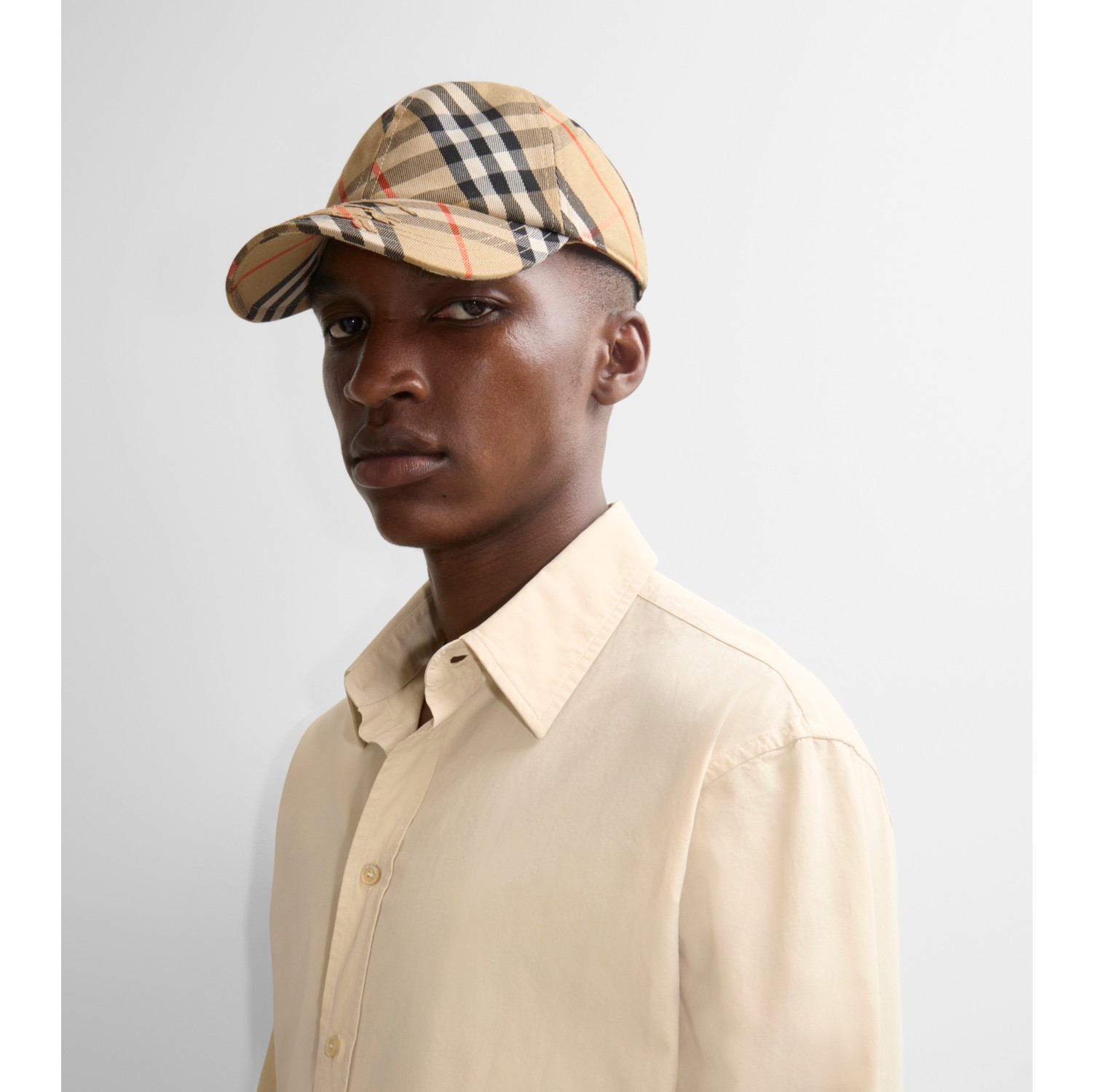 Check Cotton Blend Baseball Cap