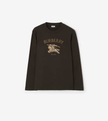 ナイトチェック コットン ロングスリーブ Tシャツ (チョコレート