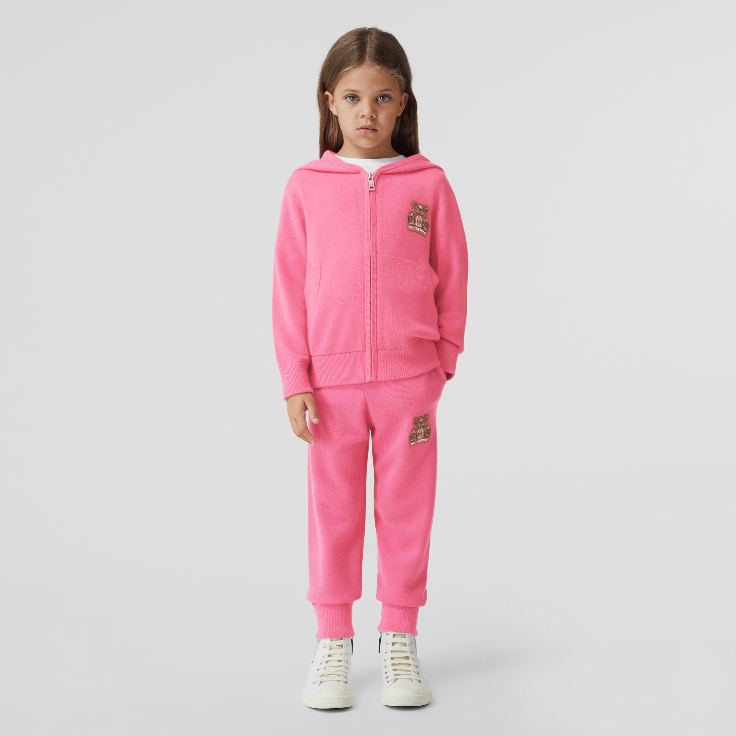 Thomas Bear Appliqué Cashmere Zip Hoodie in Bubblegum Pink - Children | Burberry® Official - 3