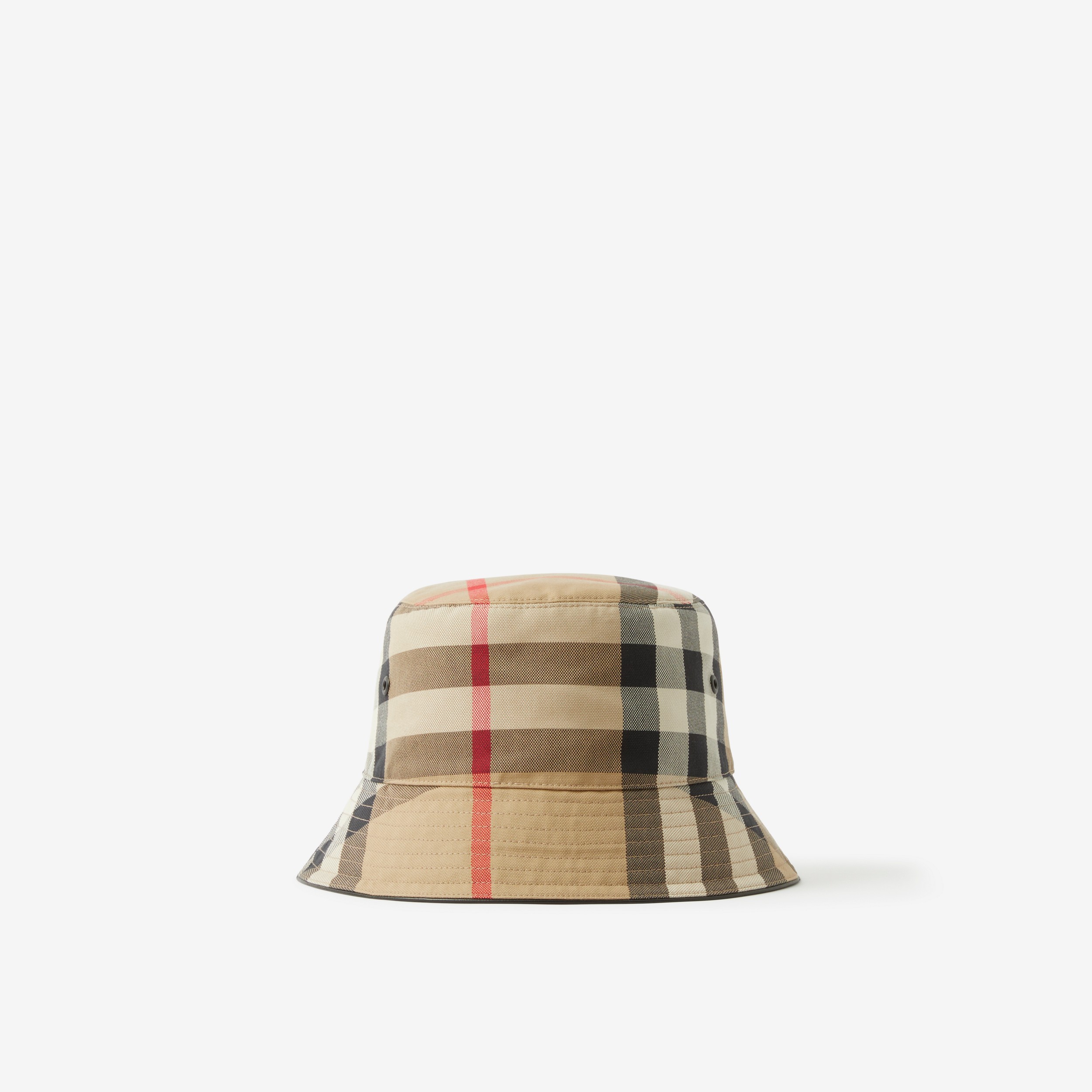 Chapéu Bucket de algodão com estampa xadrez grande (Bege Clássico) | Burberry® oficial - 3