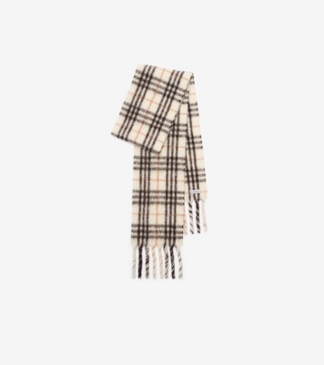 Narrow Check Alpaca Wool Blend Scarf in Pebble grey | Burberry® Official
