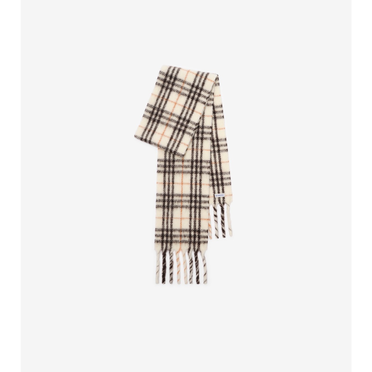  Check Narrow Alpaca Wool Blend Scarf