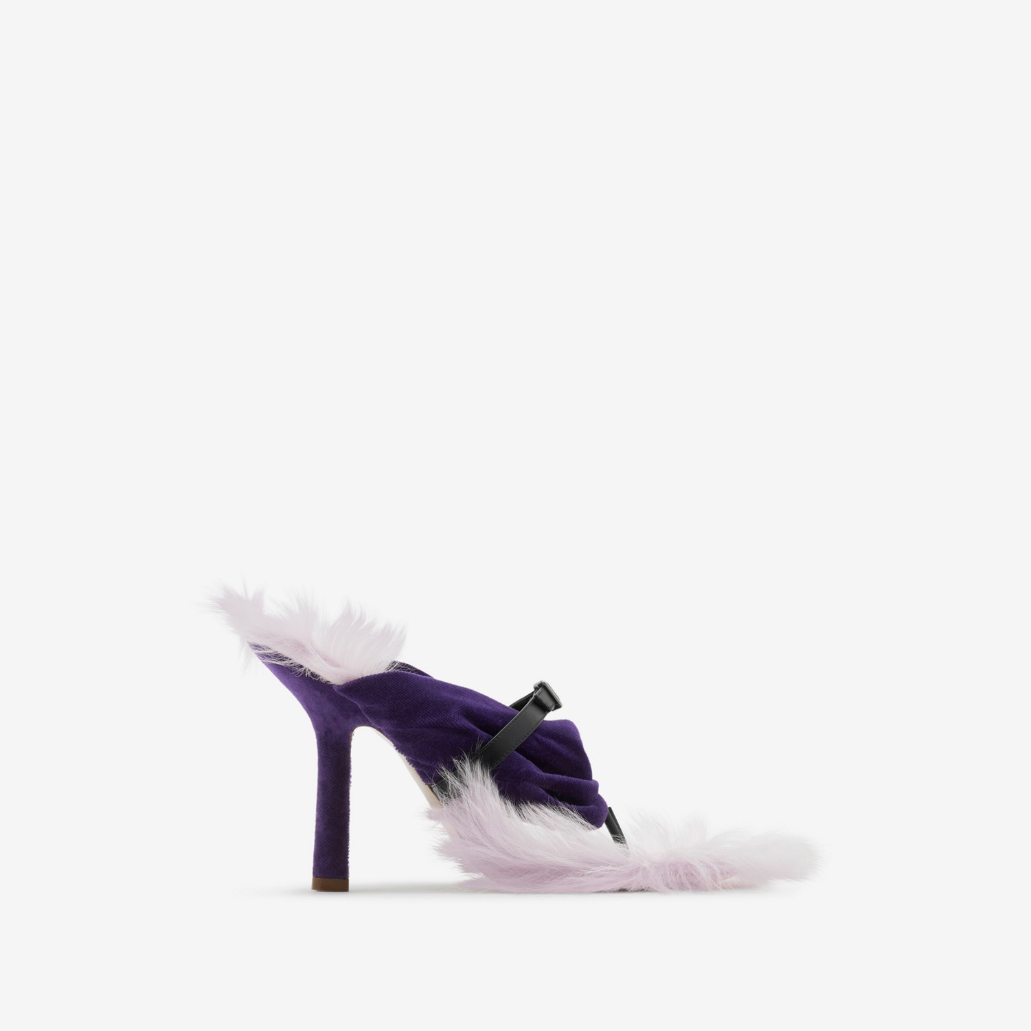 毛羊皮 Step Post 凉鞋 (锦葵紫 / 黑色) - 女士 | Burberry® 博柏利官网