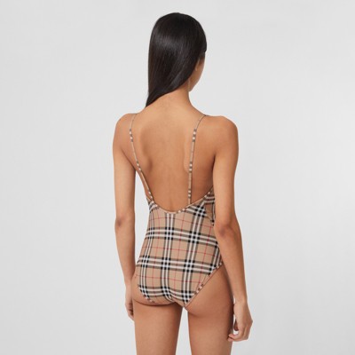 Vintage Check Swimsuit in Archive Beige - Women | Burberry® Official