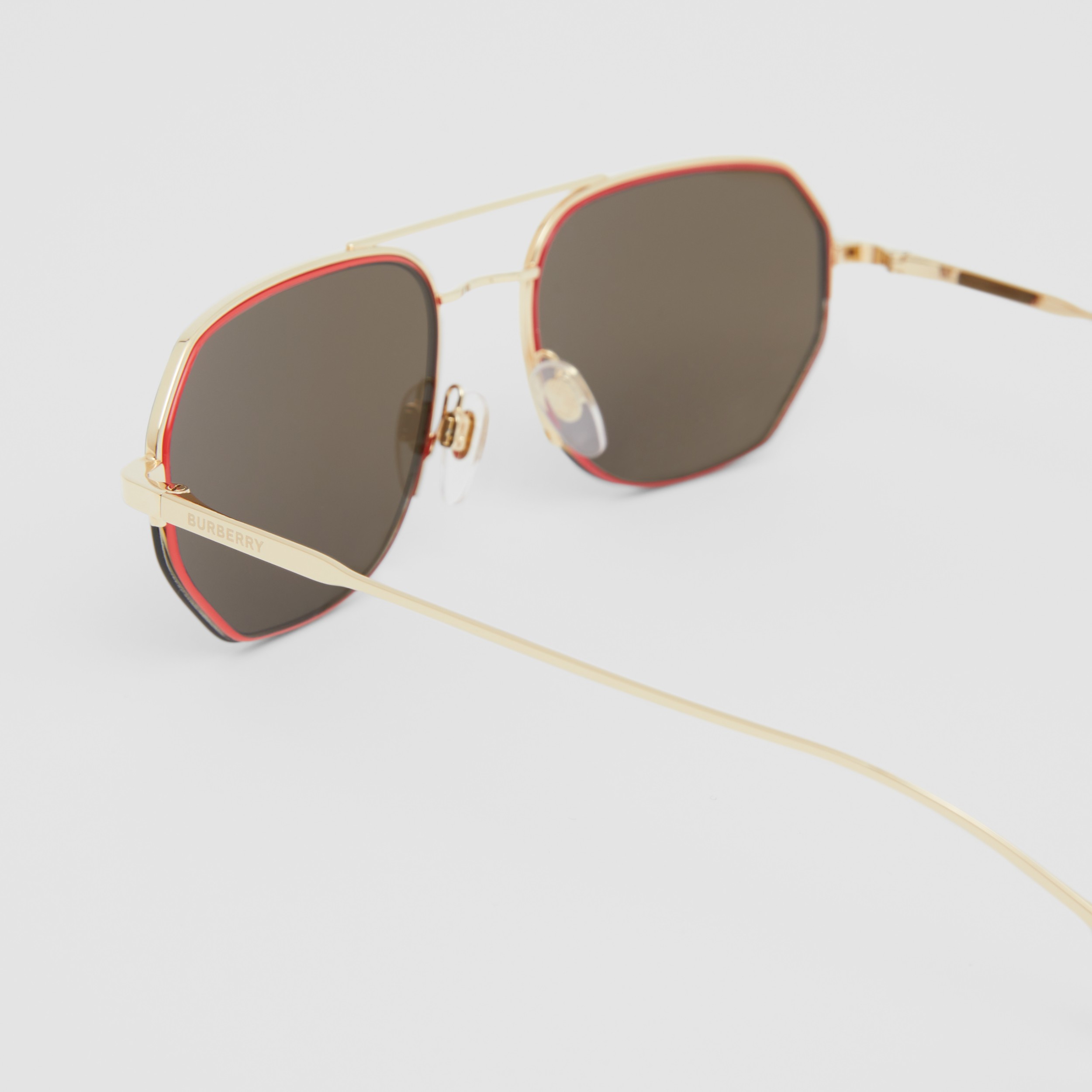 Geometric Frame Sunglasses In Golden Brown Men Burberry® Official