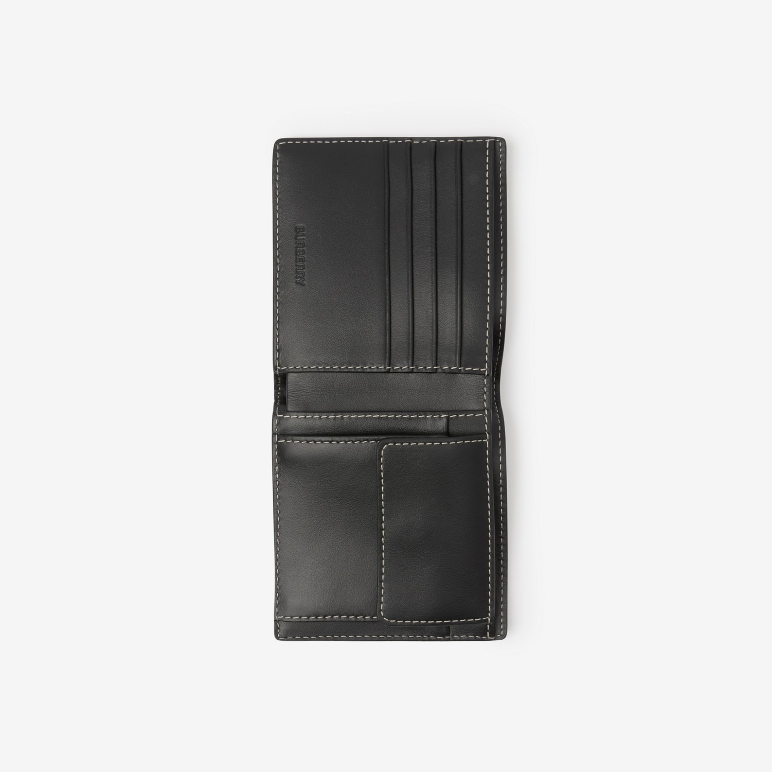 Check and Leather Bifold Coin Wallet in Dark Birch Brown - Men | Burberry® Official