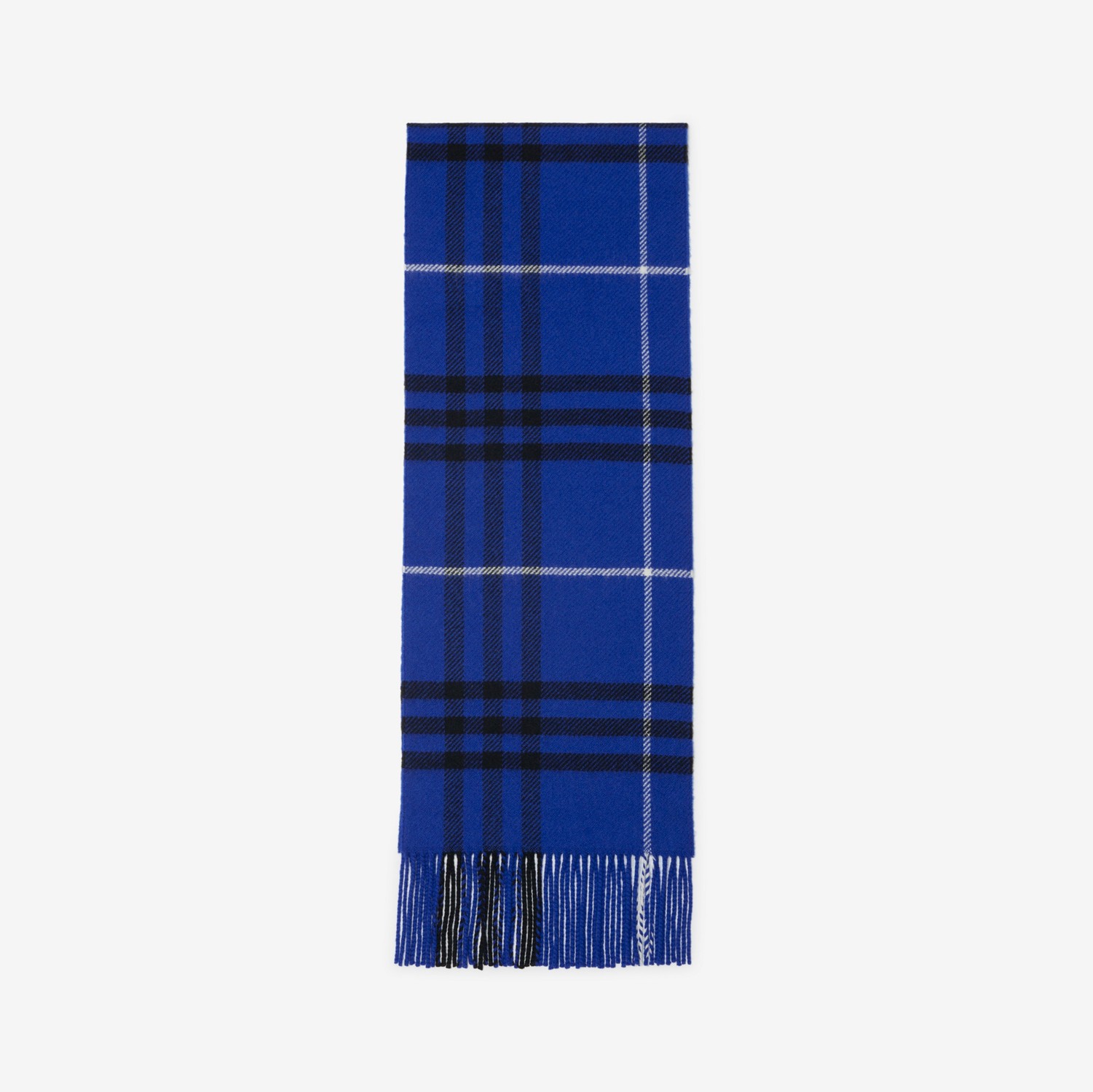格纹羊毛羊绒混纺围巾 (骑士蓝) | Burberry® 博柏利官网