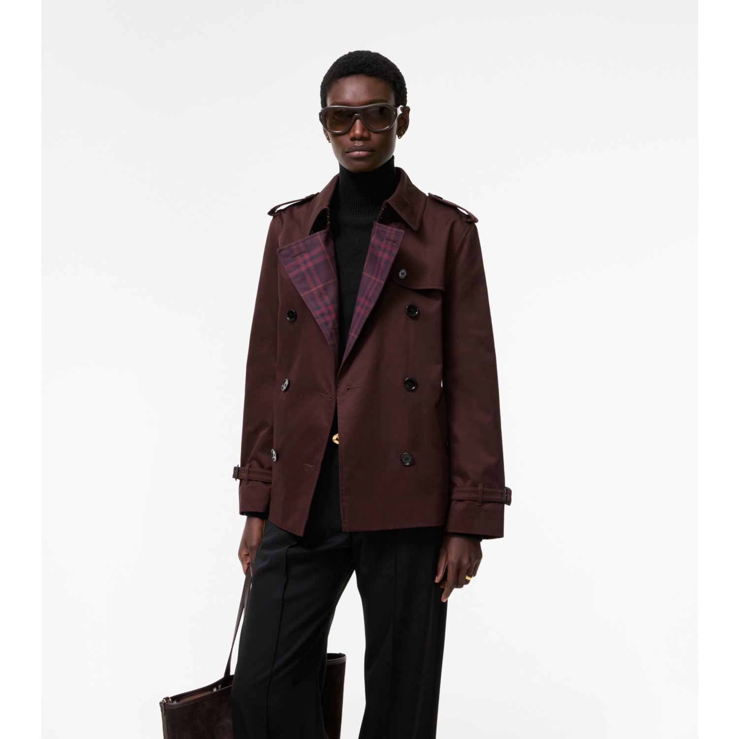 Gabardine Lakefield Trench Jacket in Mahogany red - Women, Cotton