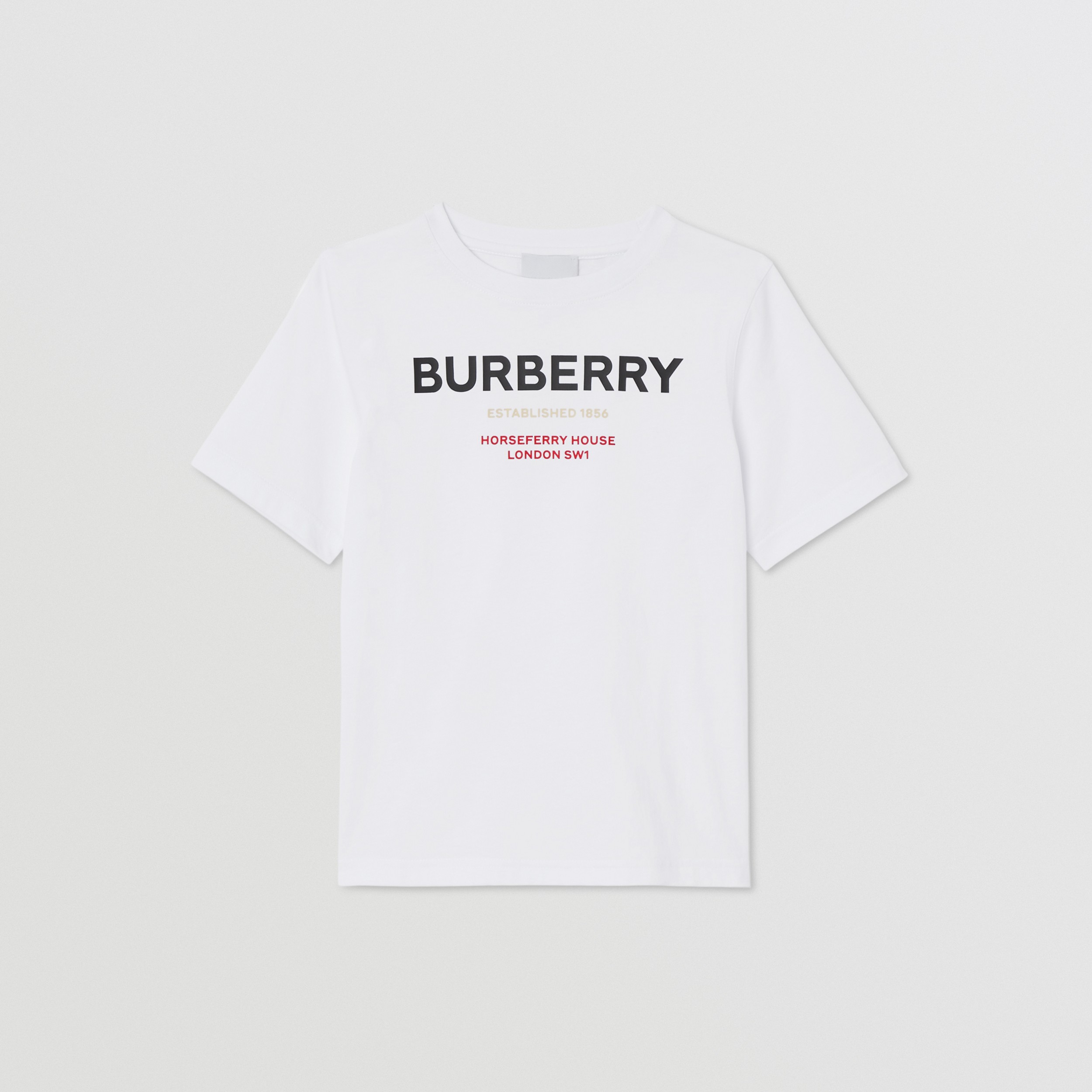 Horseferry Print Cotton T-shirt in White | Burberry® Official - 1