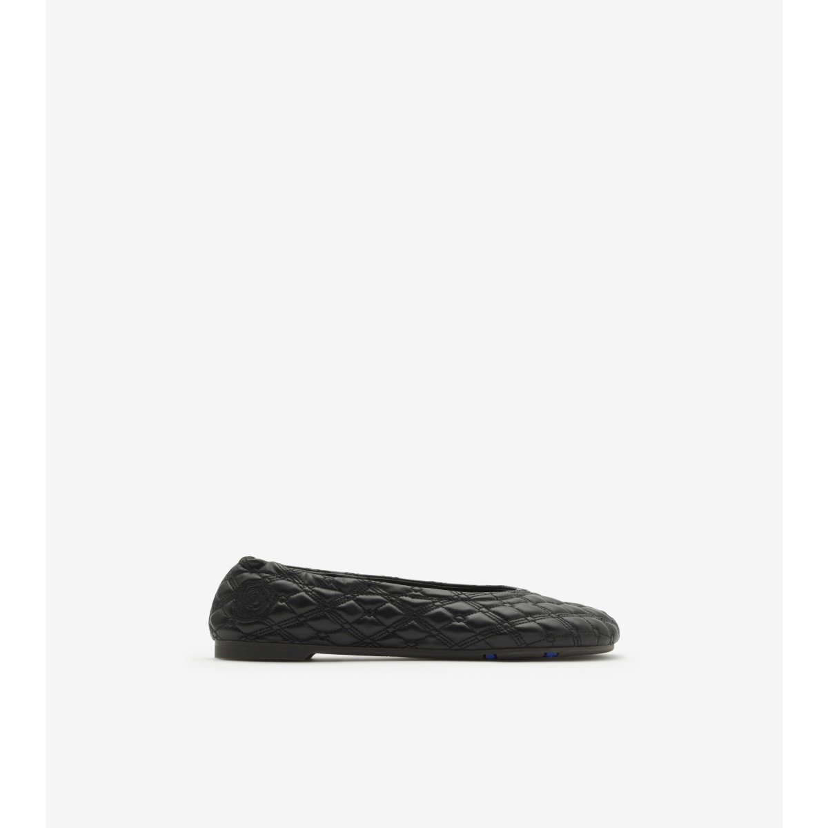 Burberry Quilted Leather Sadler Ballet Flats In Black