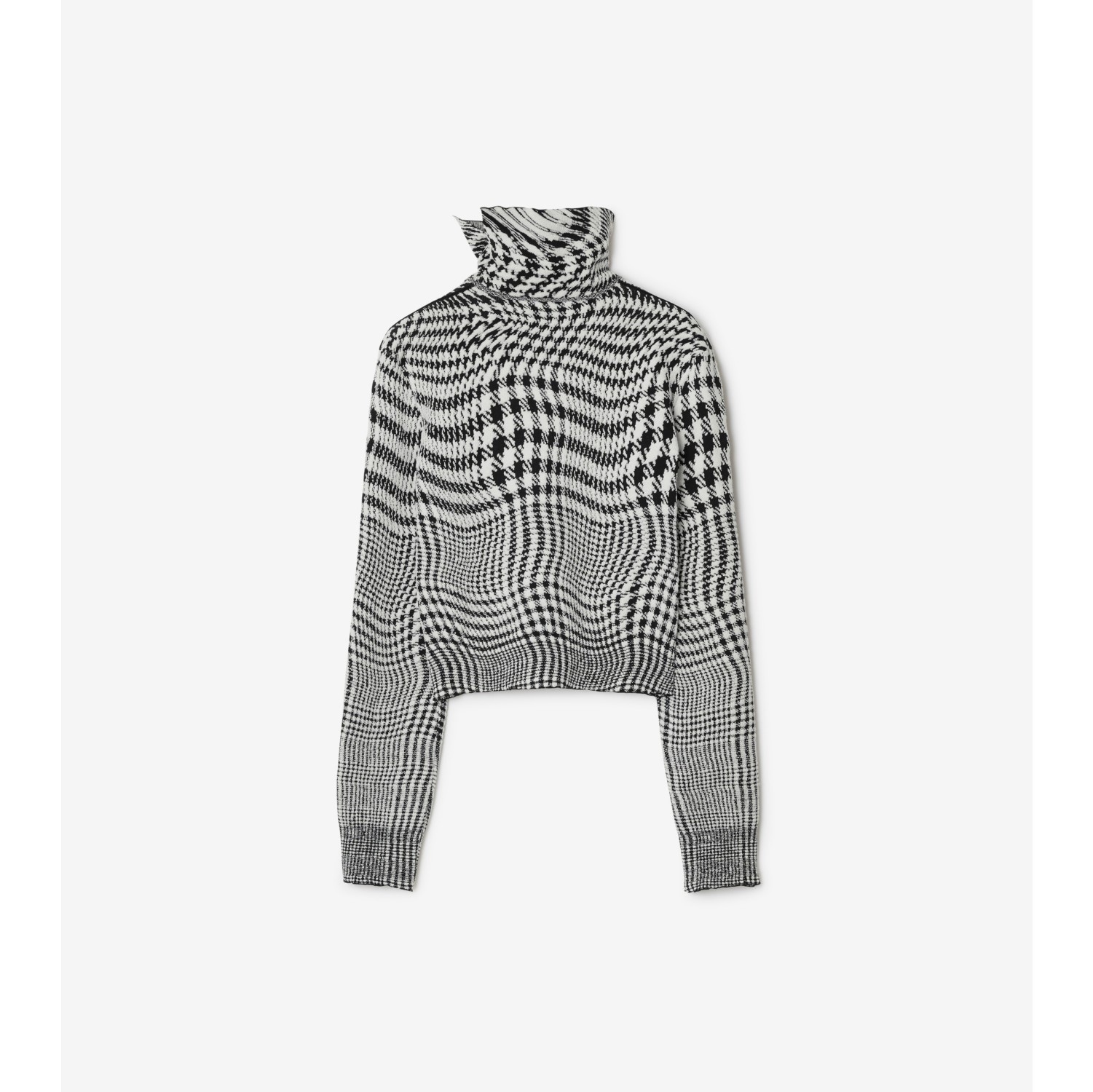 Warped Houndstooth Wool Blend Sweater