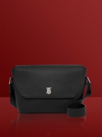 Black Leather Small TB Messenger Bag