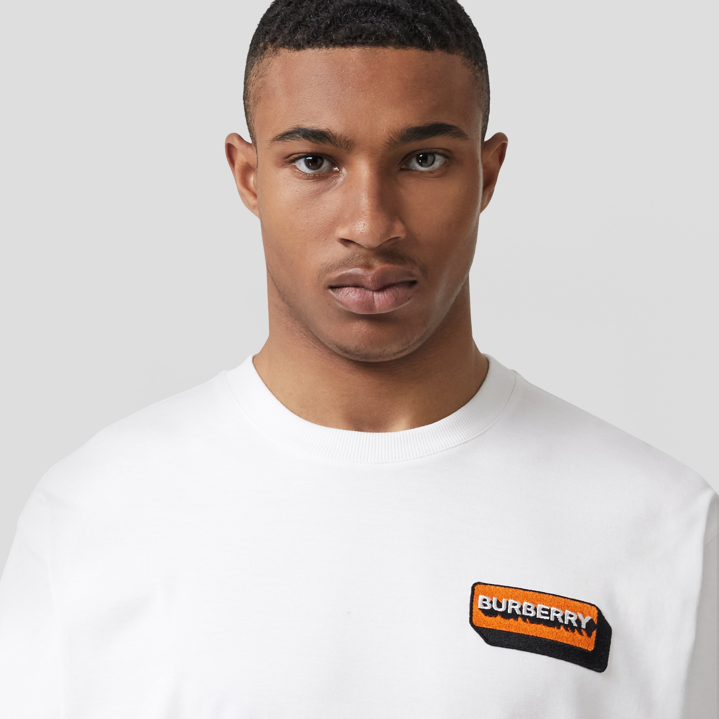 Logo Appliqué Cotton Oversized T-shirt in White - Men | Burberry® Official - 2