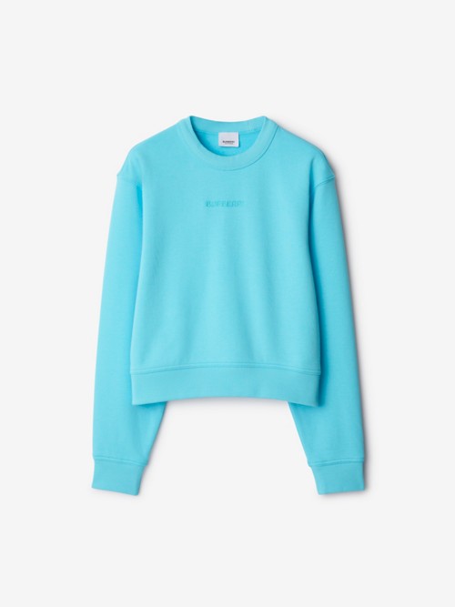 Shop Burberry Cotton Sweatshirt In Bright Topaz Blue