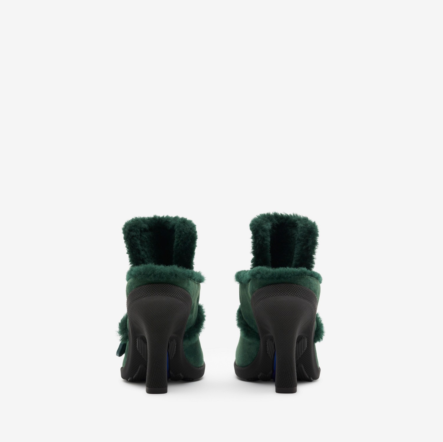 Suede and Shearling Highland Mules in Vine - Women | Burberry® Official