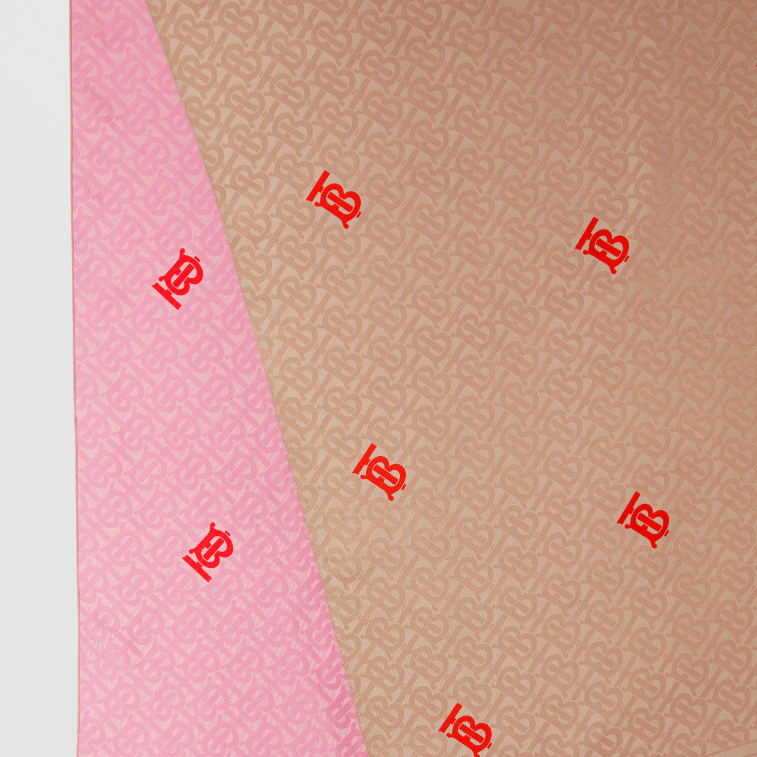 Reversible Monogram Silk Jacquard Scarf in Soft Fawn/pale Pink | Burberry® Official - 2