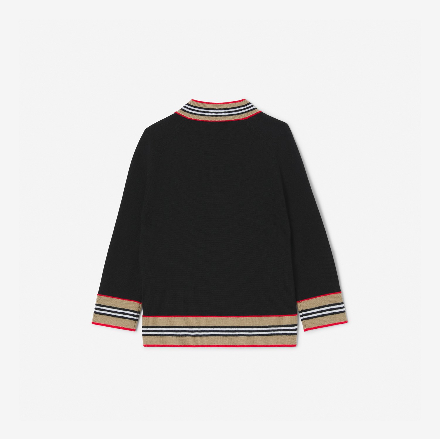 Cárdigan en lana con detalles a rayas Icon Stripe (Negro) - Niños | Burberry® oficial