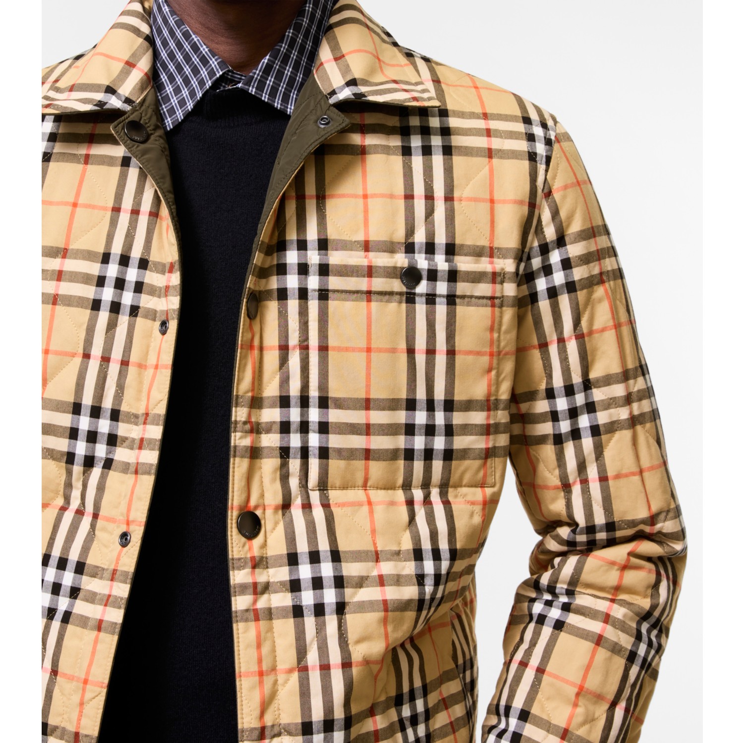 Reversible Quilted Nylon Brighton Overshirt in Shale green - Men